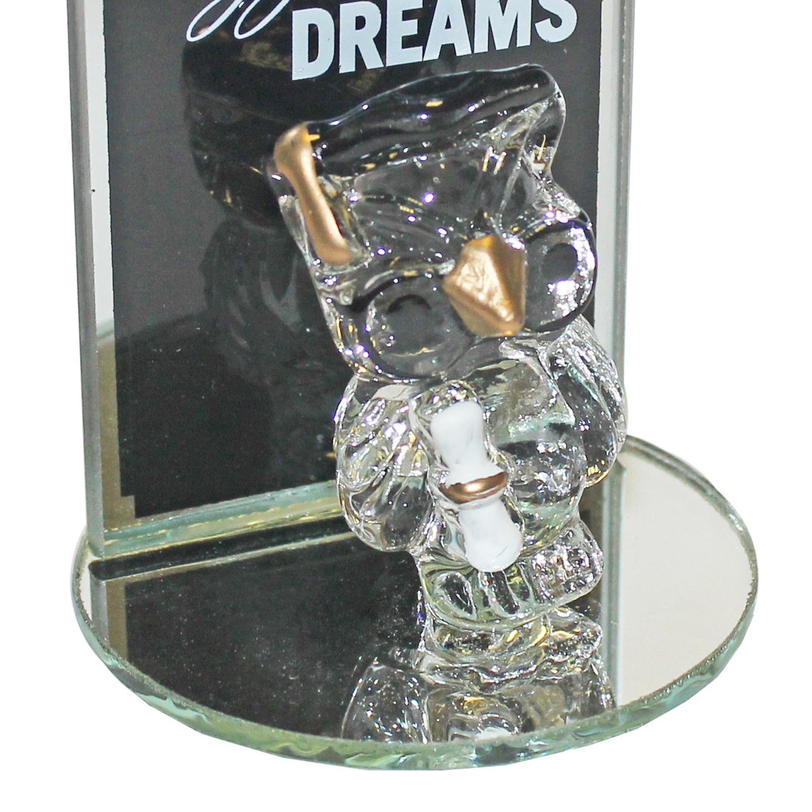 Graduation Glass Owl Plaque with Wording 9cm x 6cm