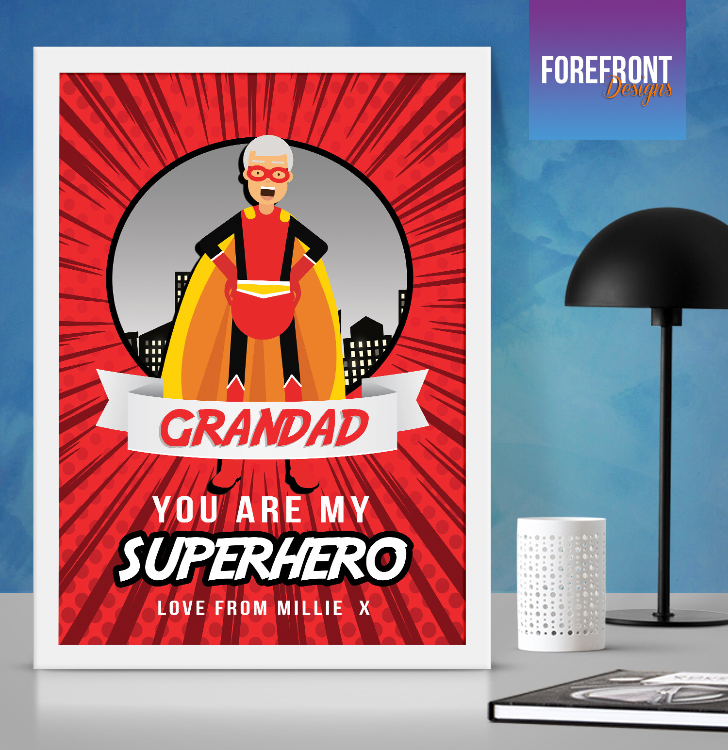 Personalised FATHER’S DAY SUPERHERO present/ Birthday Gift/GRANDAD Keepsake art