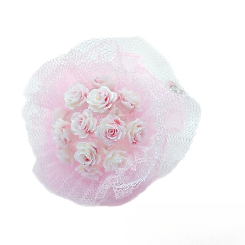 1PC Handmade Beaded Pens Decor with Hole Fringe Chain DIY Mini Lace Rose Bouquet