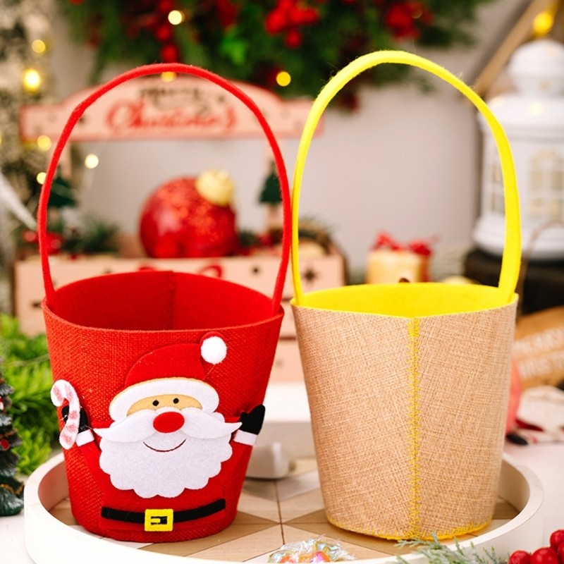 Creative Cartoon Christmas Candy Bag Reusable Fabric Decoration For Holiday