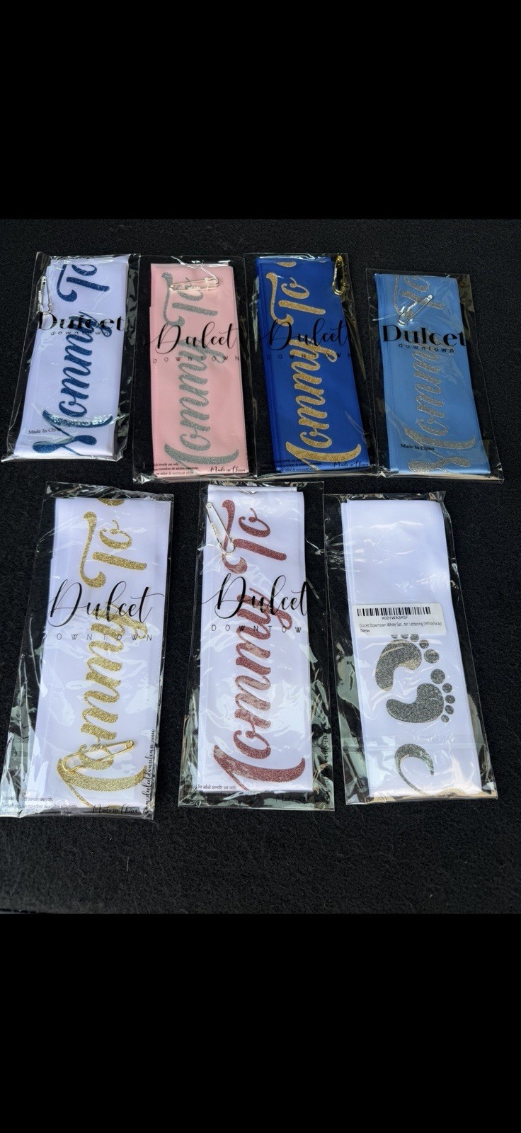 40 Mommy To Be Baby Shower Sashes Wholesale Lot Mixed Colors New w/ Safety Pins