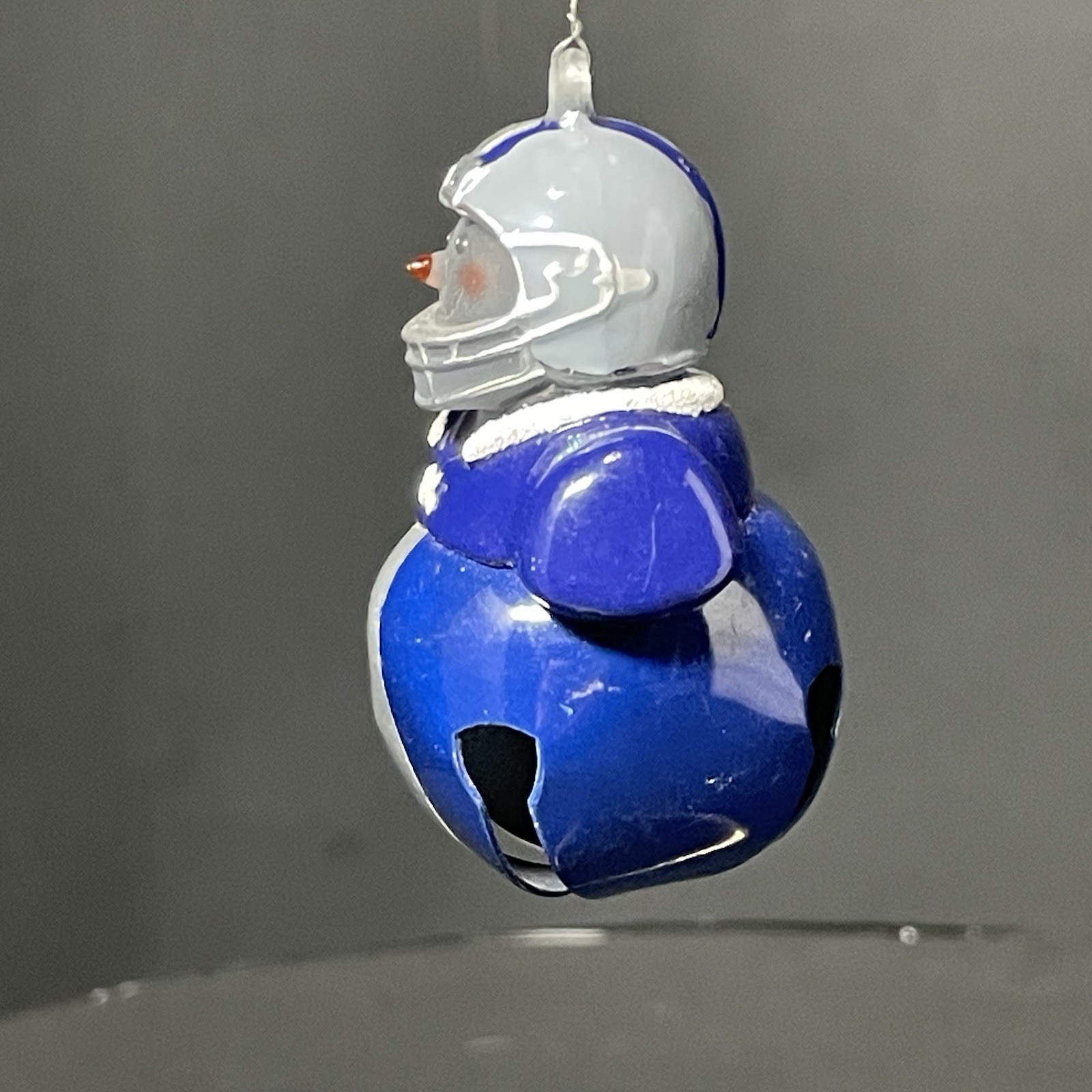 Vintage Jingle Buddies Football Player Bell Ornament Silver + Blue COWBOYS