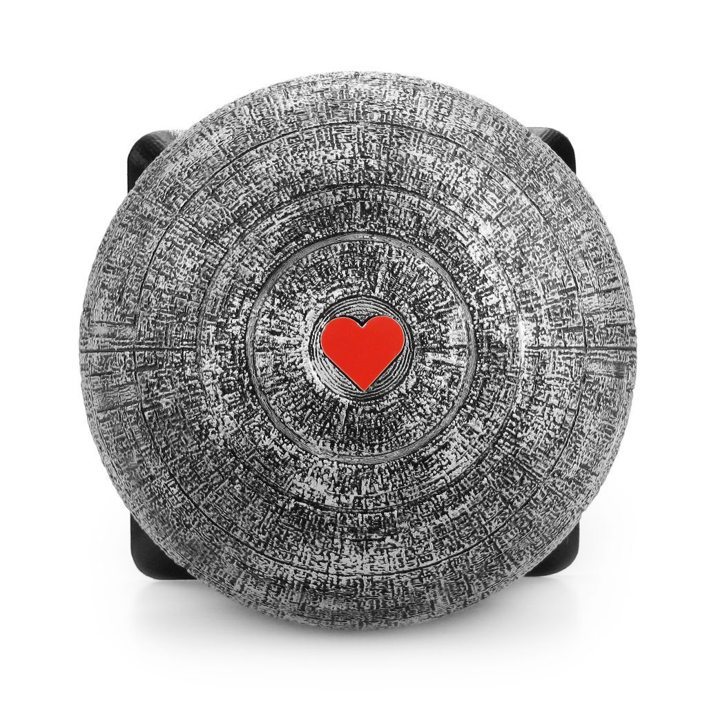Sphere Cremation Urn Like A Death S. Cremation Urn With Red Heart. Star urn