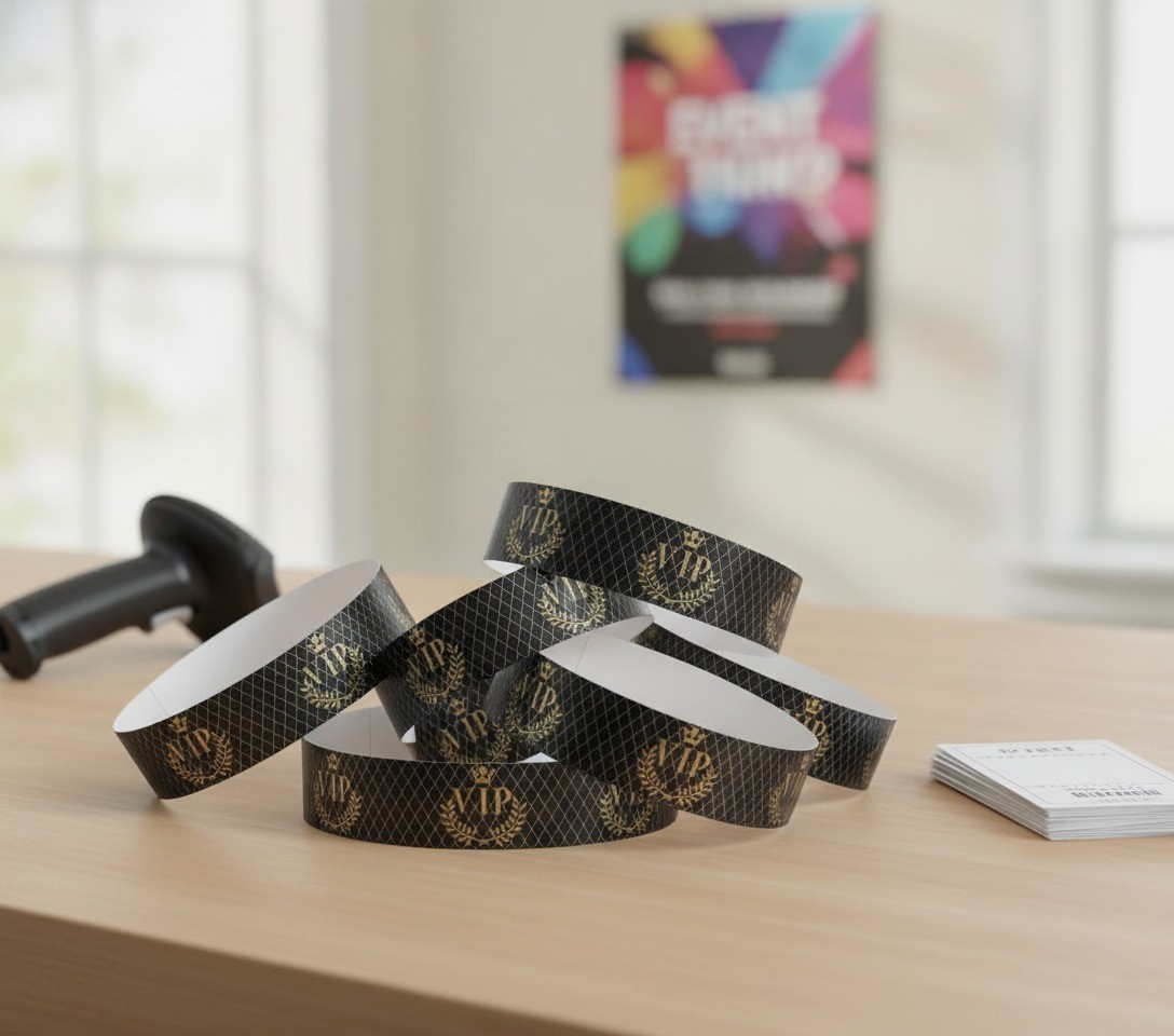 VIP Wristbands, 500 Count, Black, Plastic, Waterproof, 9.84″ x 1.2″