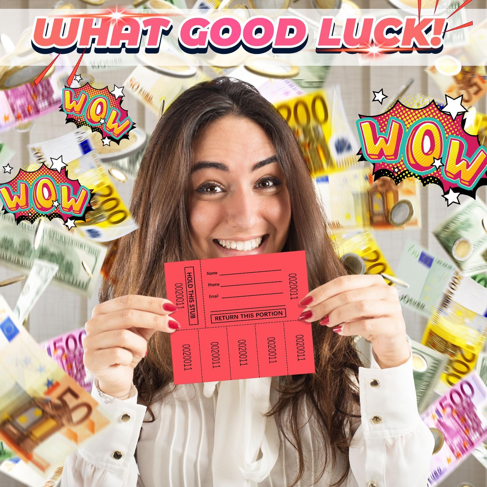 5 Bid Raffle Tickets Chinese Auction Fundraiser Tags Red 1000 Sheets