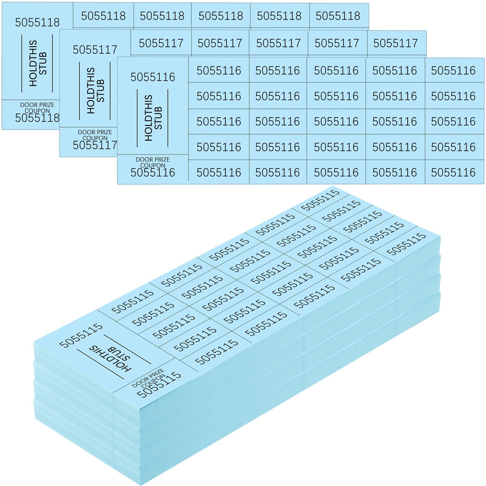 Light Blue 25 Bid Raffle Ticket Different Number Chinese Auction 504 Sheets