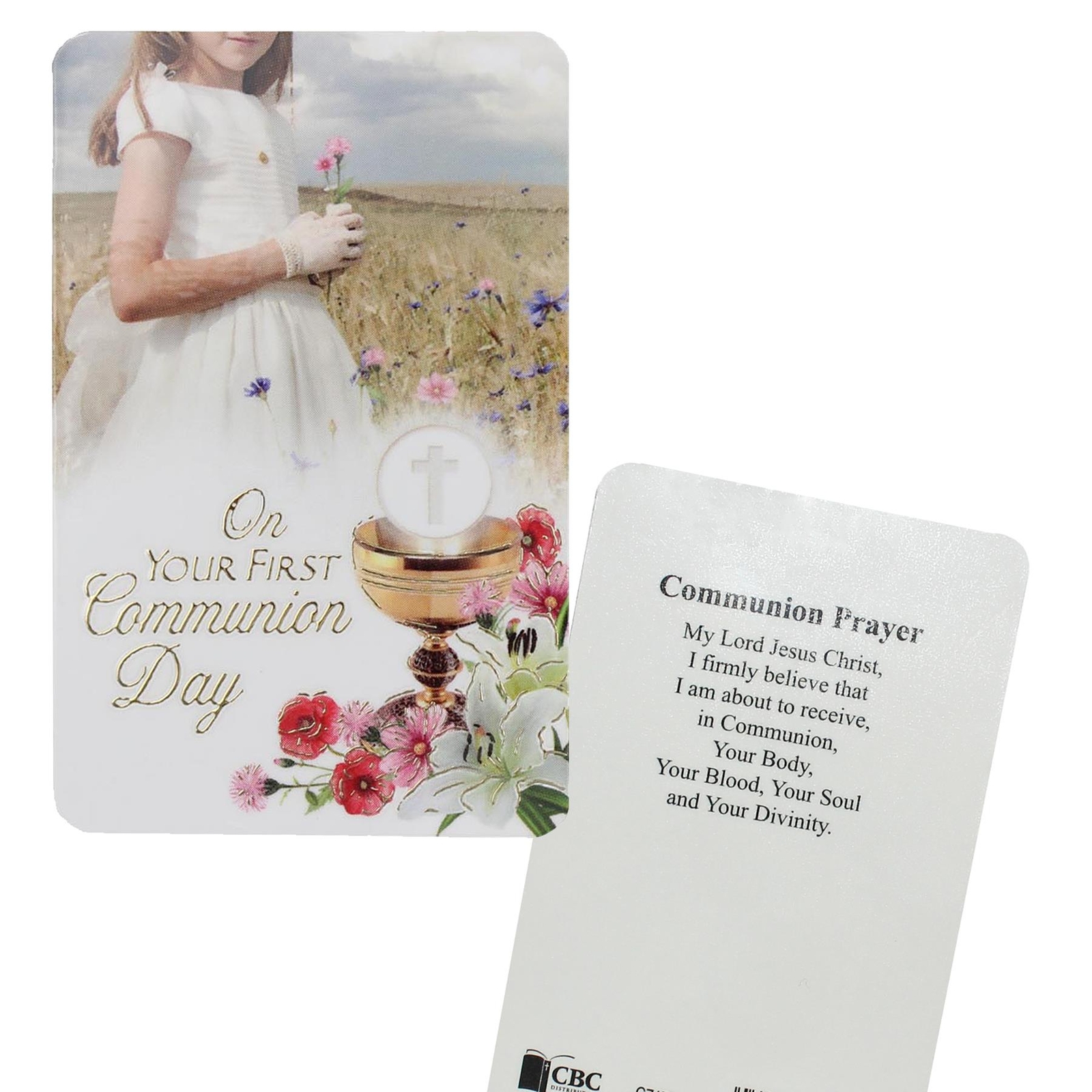 First Holy Communion Card and Envelope with Prayer card Gold Detail – C27608