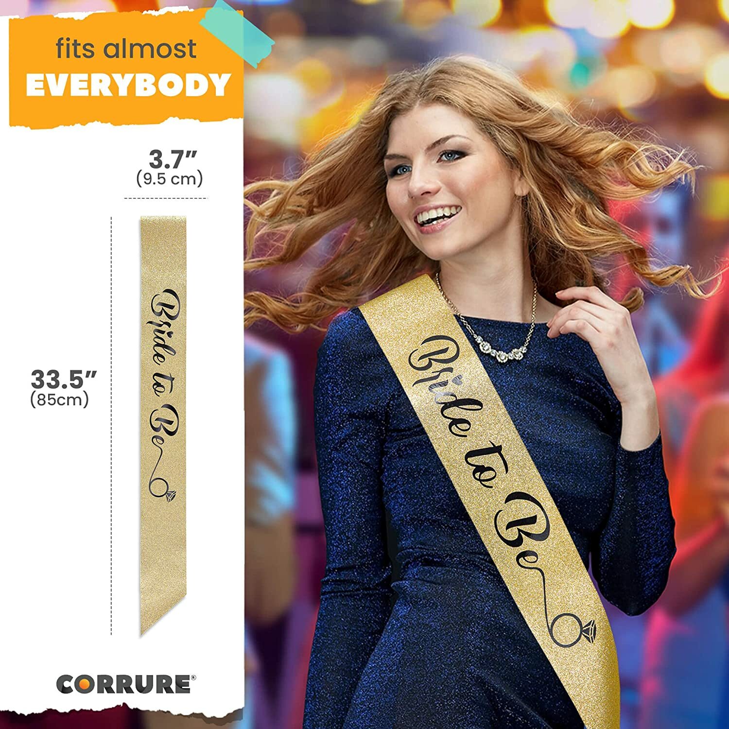 BRIDE TO BE SASH FOR BACHELORETTE PARTY – BRIDAL SHOWER GOLD GLITTER SASH