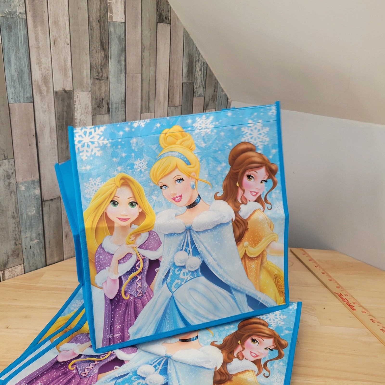 Disney Princess Reusable Shopping Bags Set-4 Cinderella Belle Rapunzel Snowflake