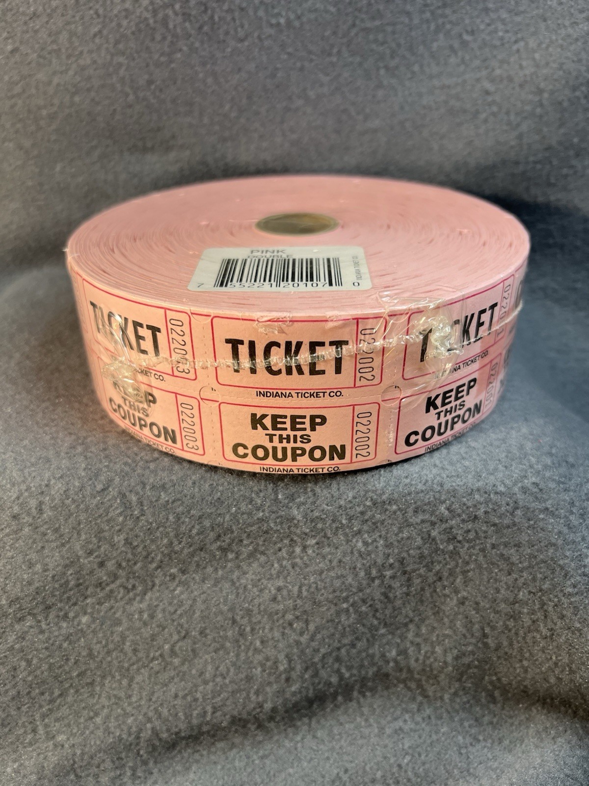 Roll of 2000 Pink Double Stub Raffle Tickets Split New Sealed