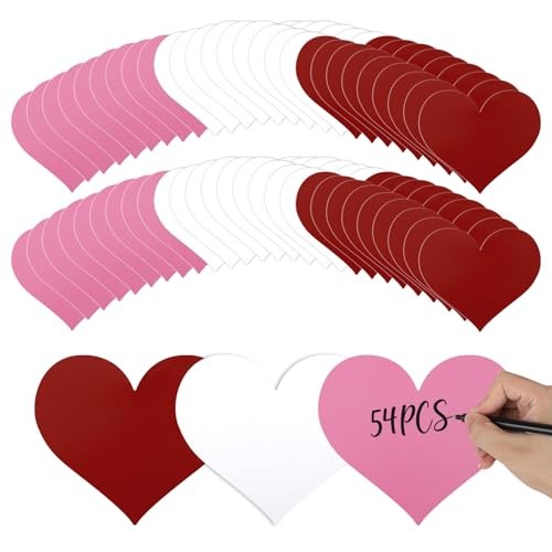 54 Pcs Paper Heart Cutouts, Double Printed Valentine’s Day Cutouts 3.9 Small