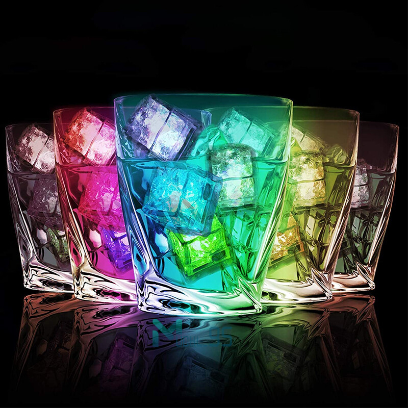 20x Waterproof Light Up Led Ice Cubes for Party Drinks Glowing Flashing Ice Cube