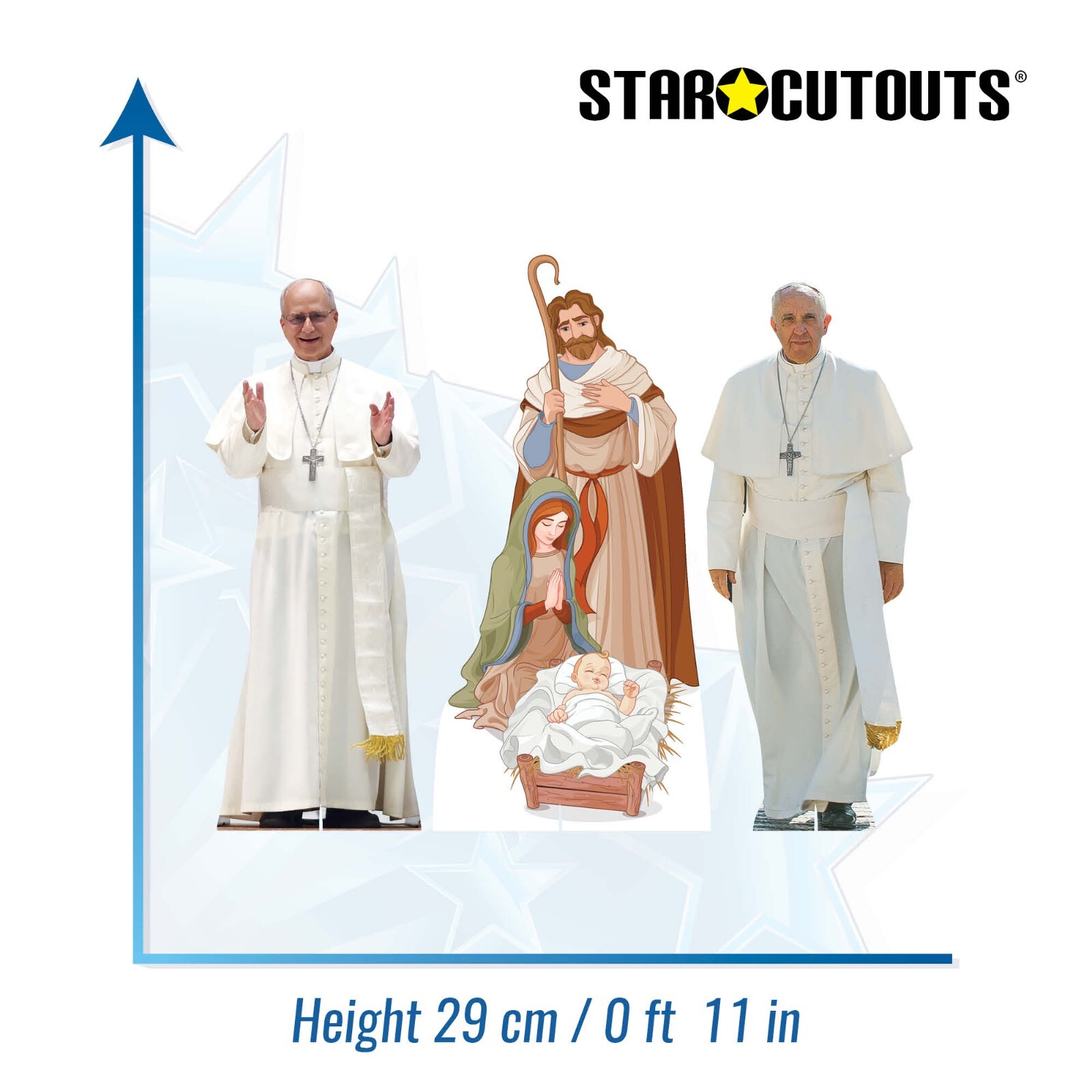 Pope Nativity Table Top Cardboard Cutouts Pack of 3 Shelf top Desk Standees 29cm