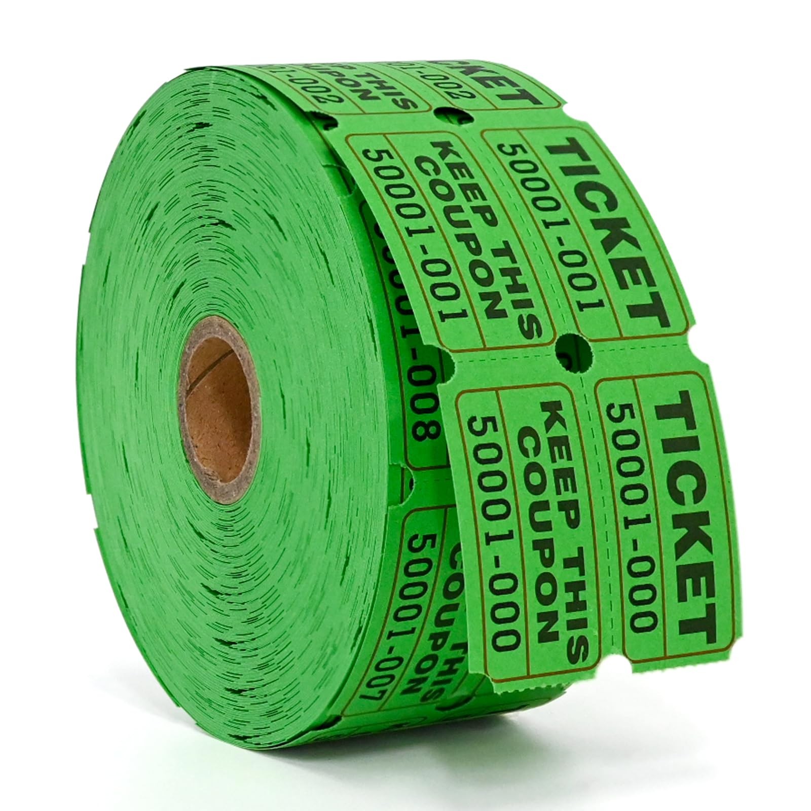 L LIKED Green Raffle Tickets 2″ x 2″, Double Roll, 1000 Pairs/Roll