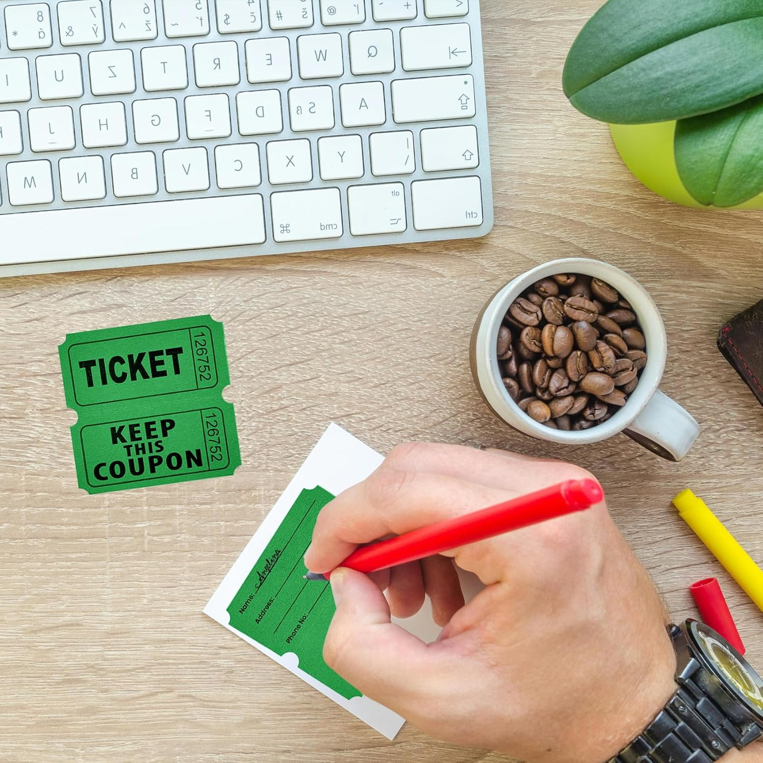 Green Raffle Tickets – 100 Double Tickets for Events and Fundraising