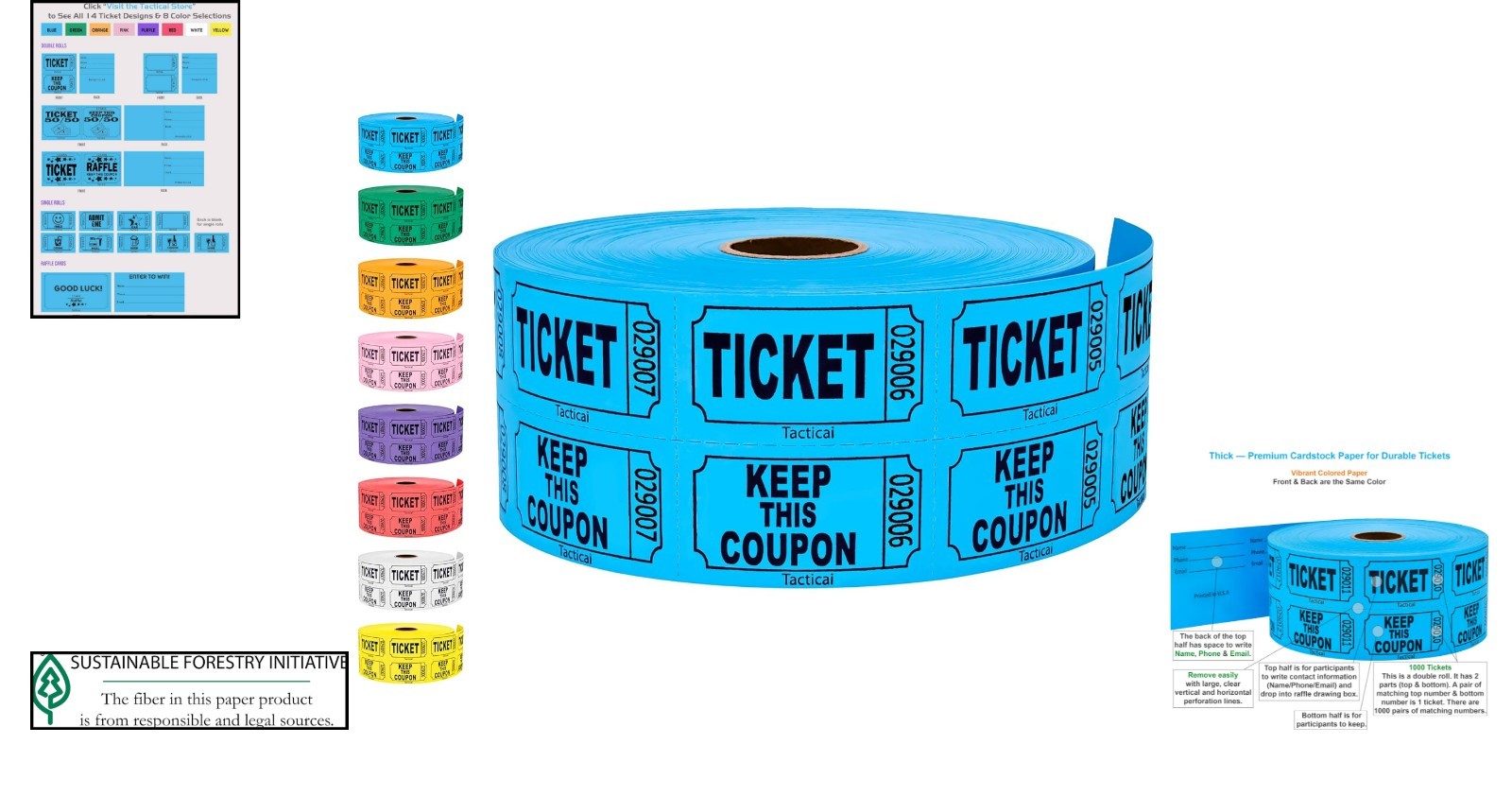 Double Roll of 1000 Consecutively Numbered Raffle Tickets – Perfect for Events