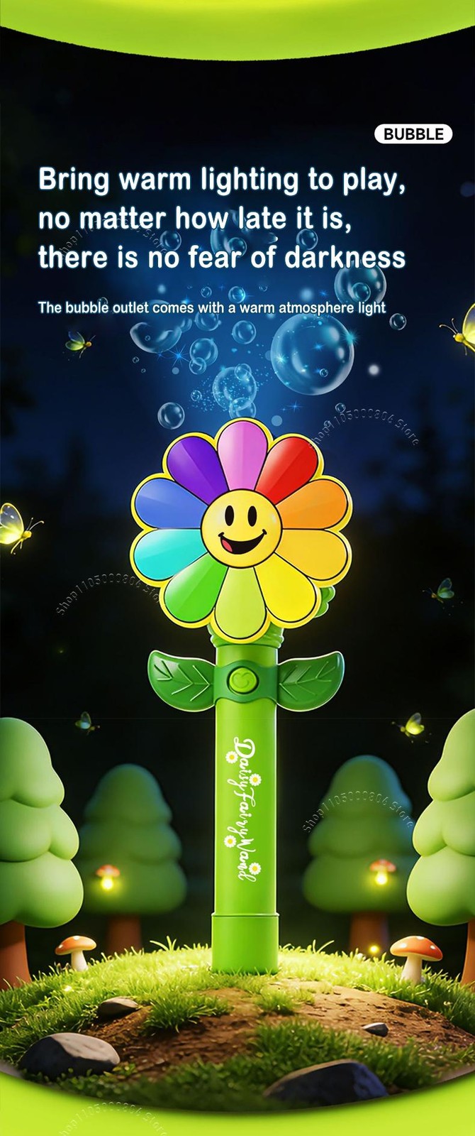Smile Pinwheel Bubble Wand Automatic Blower LED Light-up Kids Outdoor Part