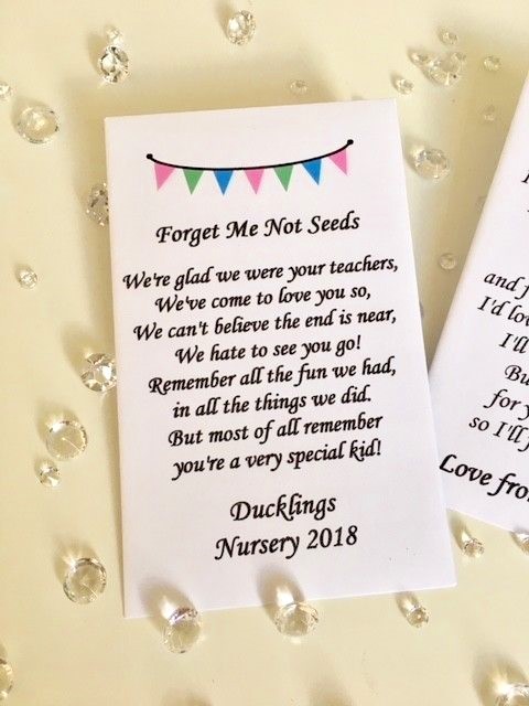 Personalised Teacher to Pupil Student School Leaving Gift Forget Me Not Seeds