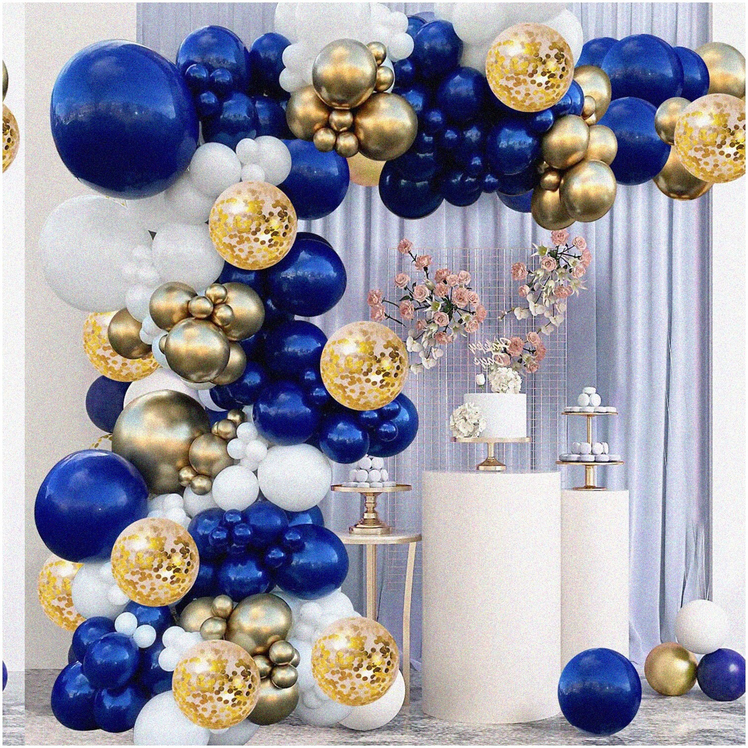 Navy Blue and Gold Balloon Garland Kit 131 Pieces