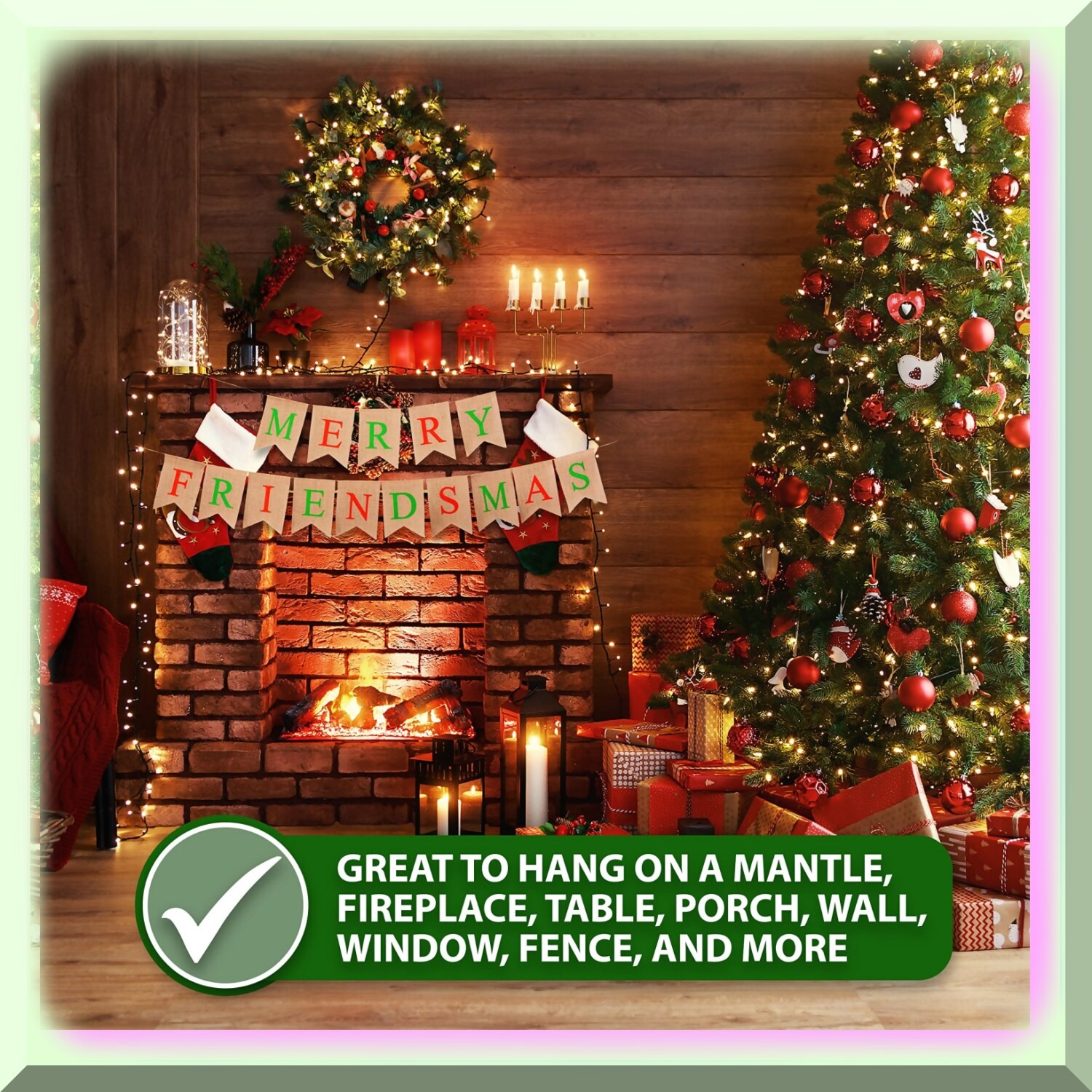 Jute Burlap Merry Friendsmas Banner and Garland Set