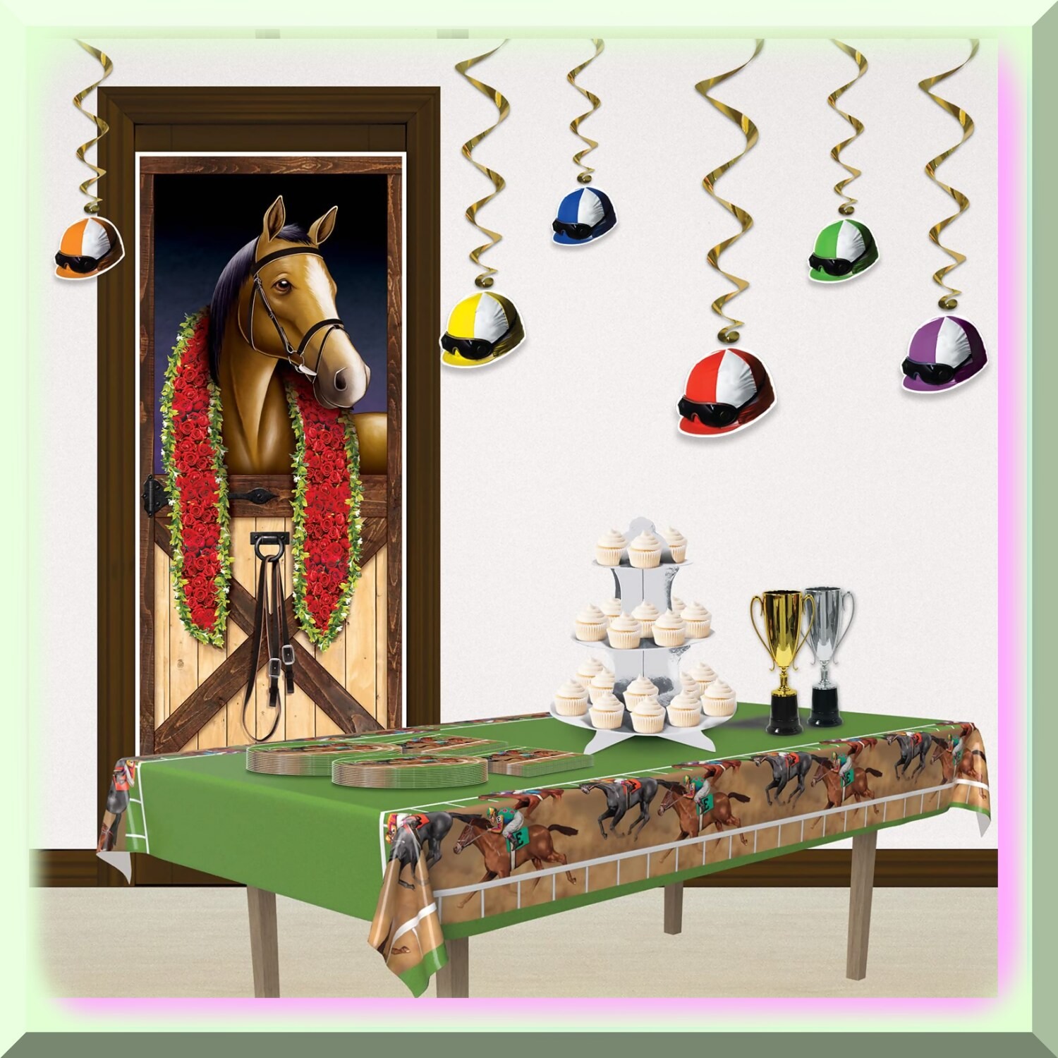 Derby Day Plastic Tablecloth 54×108 inches