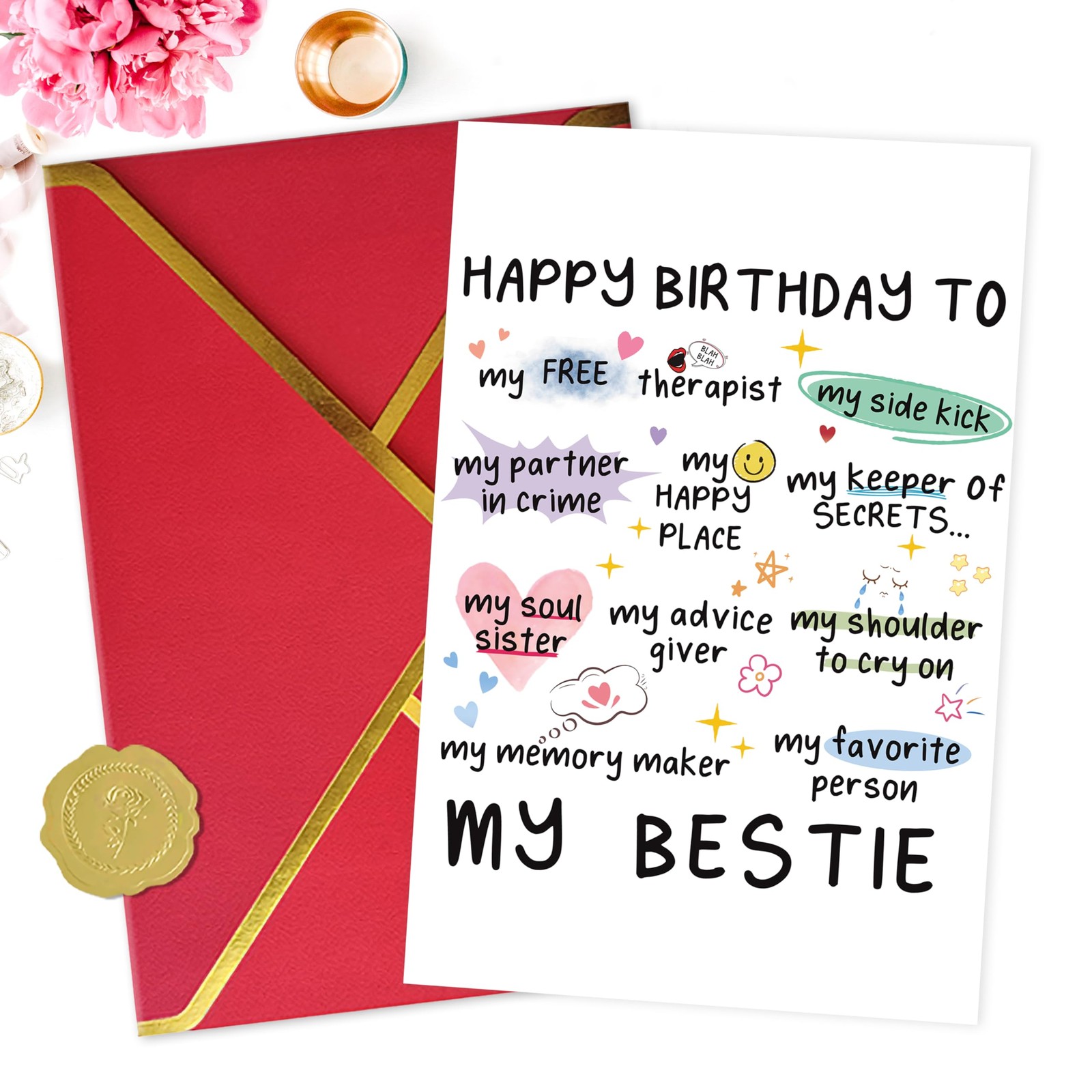 MQMRYeto Funny Birthday Card for Women Sister, Happy Bday 8″ x 5.3 inches, 11