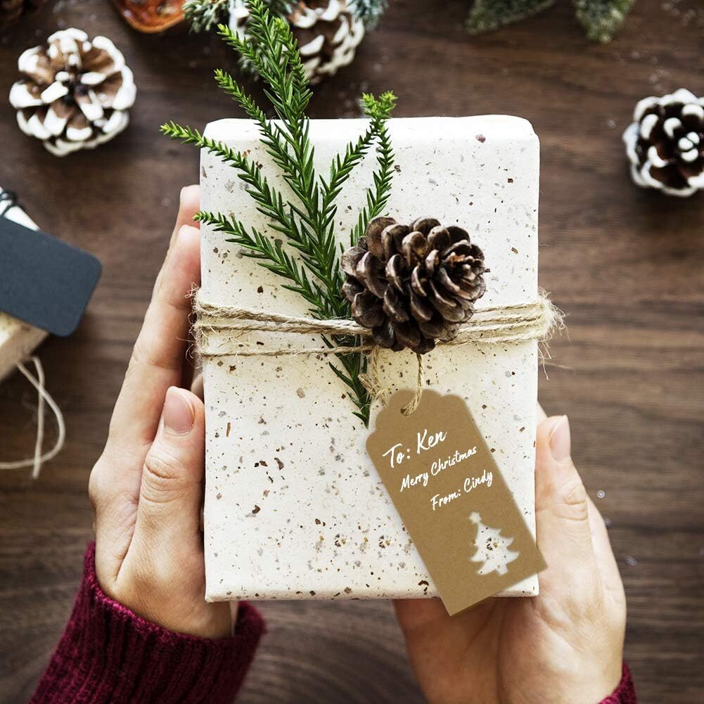 Gift Tags with Holes Present Wrap Tag Paper Twine Vintage Label Christmas 100pcs