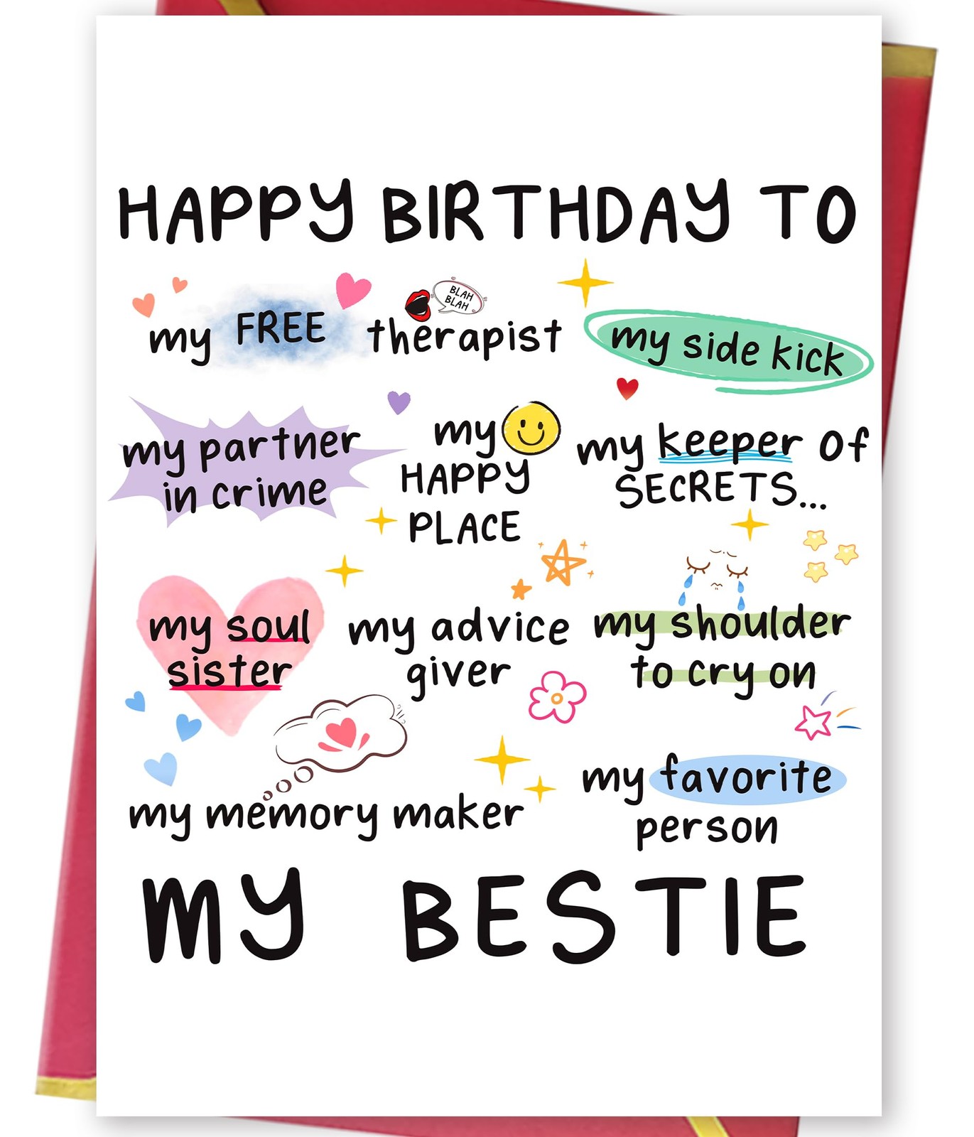 MQMRYeto Funny Birthday Card for Women Sister, Happy Bday 8″ x 5.3 inches, 11