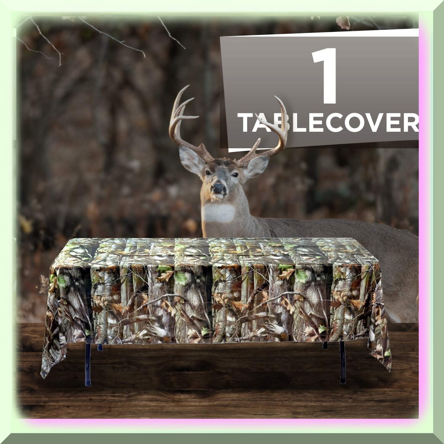 Camouflage Table Cover 108×54 Inches PVC
