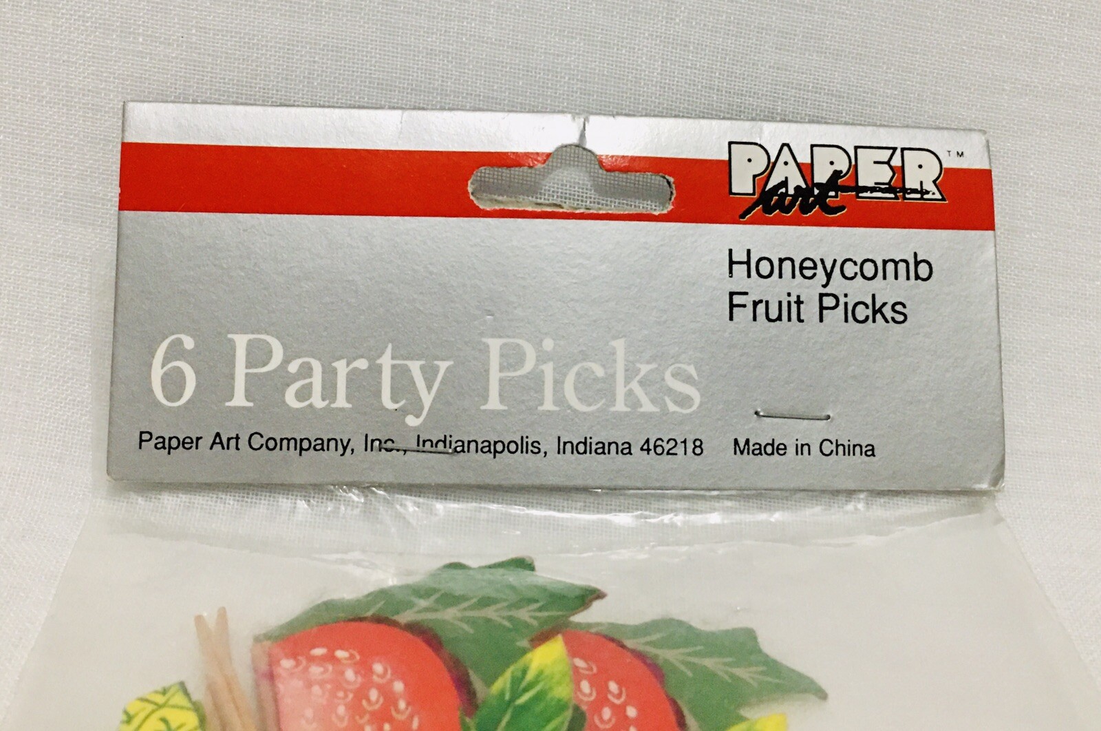 Paper Art Honeycomb Fruit Sticks 6 Count Strawberry Apple Pineapple  