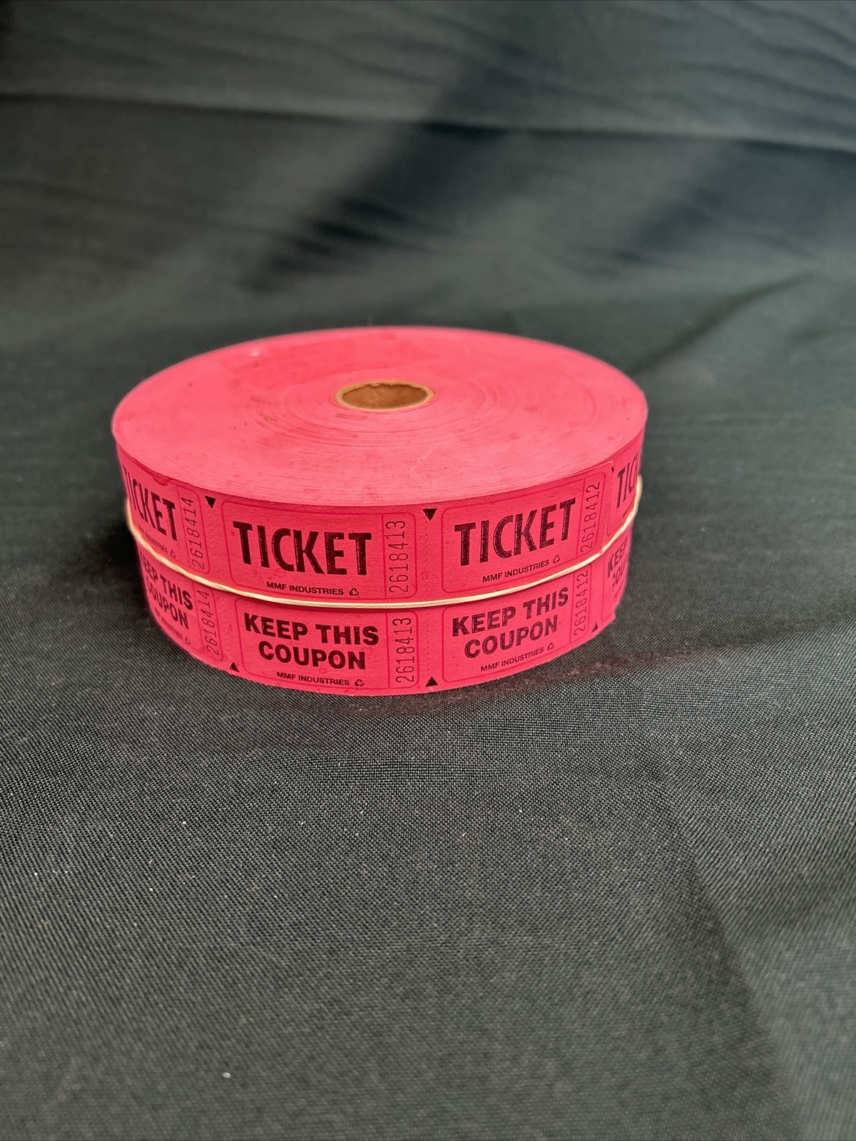 Roll of Red Double Stub Raffle Tickets Split the Pot 50/50, Partially Used