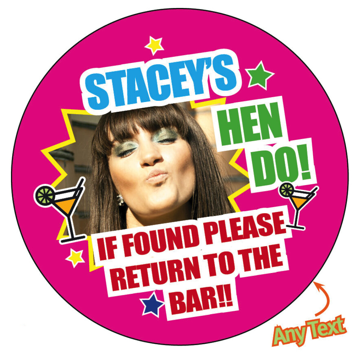 Personalised PHOTO Birthday Hen Party Bag Stickers Badges Sexy Picture 629