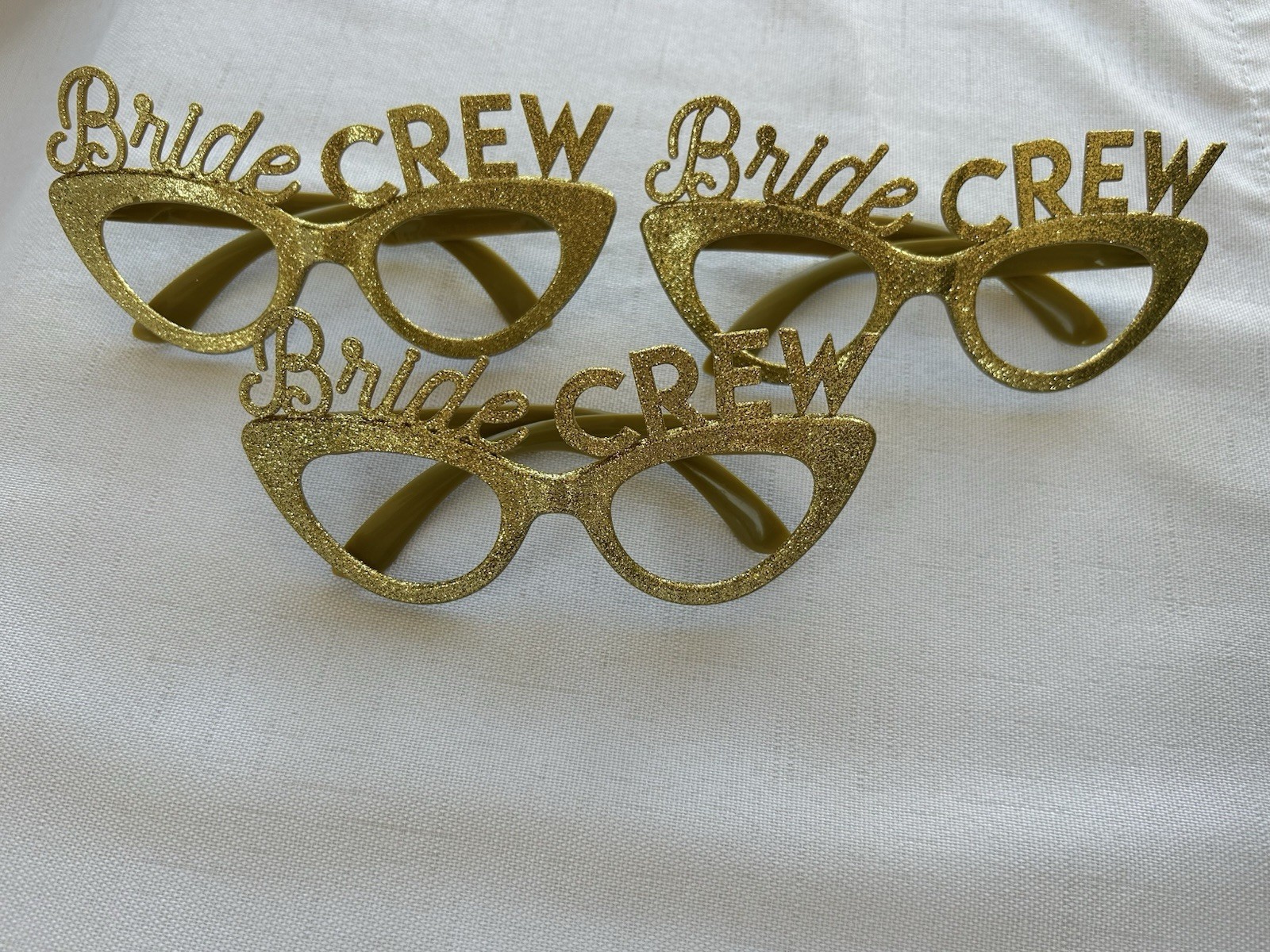 Gold Glitter Bride Crew Party Glasses Bachelorette Bridal Shower Accessories Lot