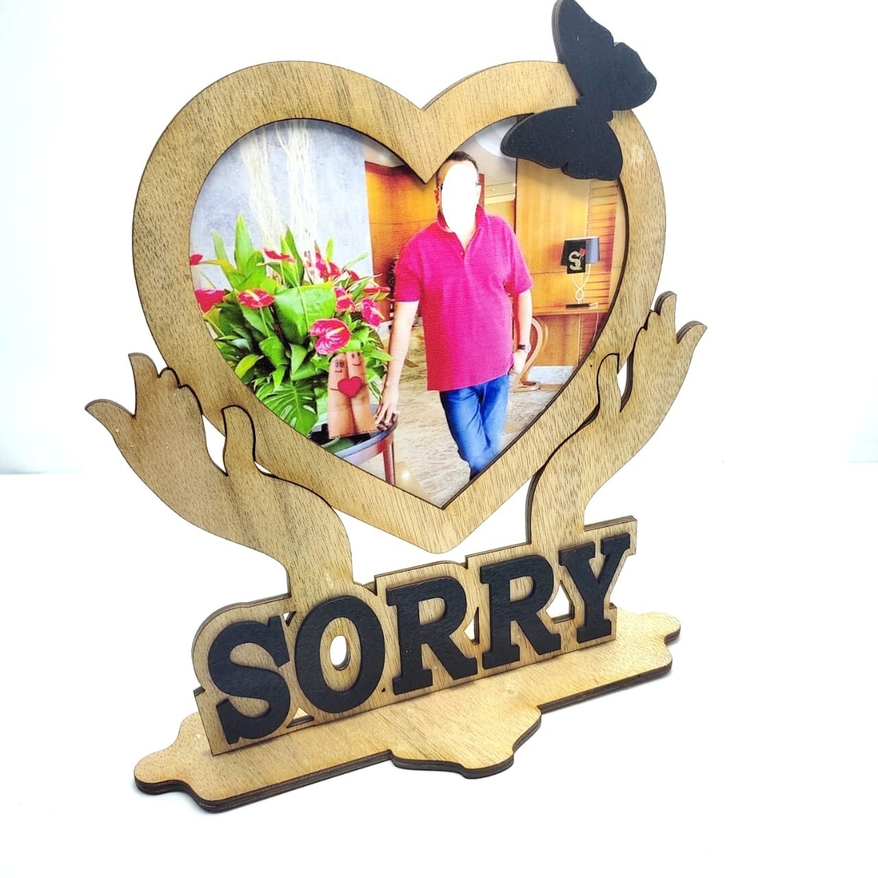 Customised Wooden Sorry Heart Gift With Your Photo