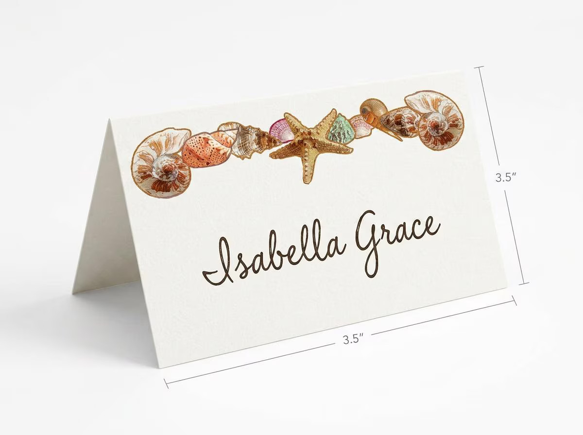Seashell Beach Theme Place Cards – 25 Place Cards – Beach Tropical – 77035