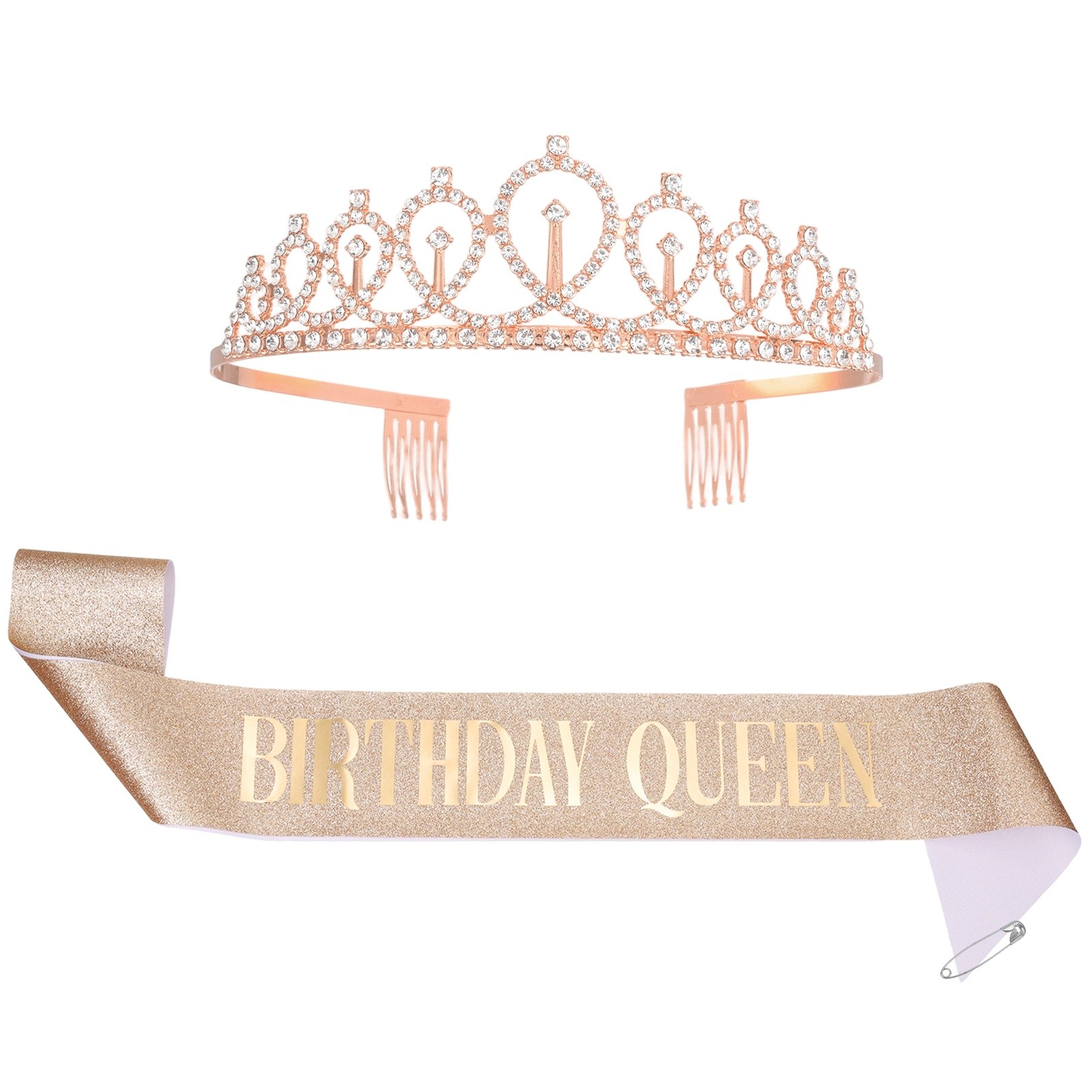 1-Set Birthday Sash, Sequined Fabric Birthday Gifts Decor [Rose Gold]