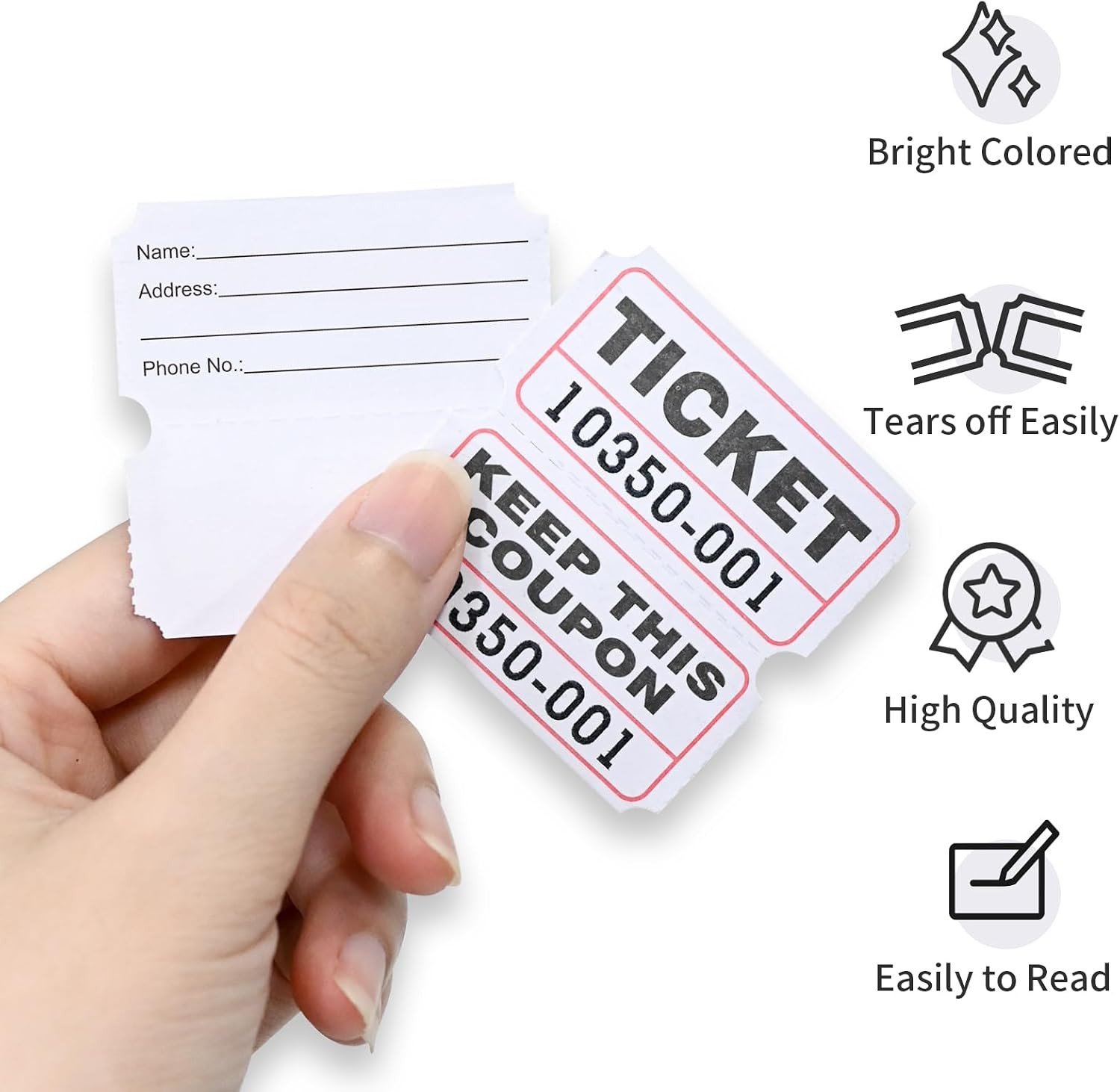 Raffle Tickets Double Rolls 1000 Per Roll 50/50 Raffle Tickets for Events,Car…