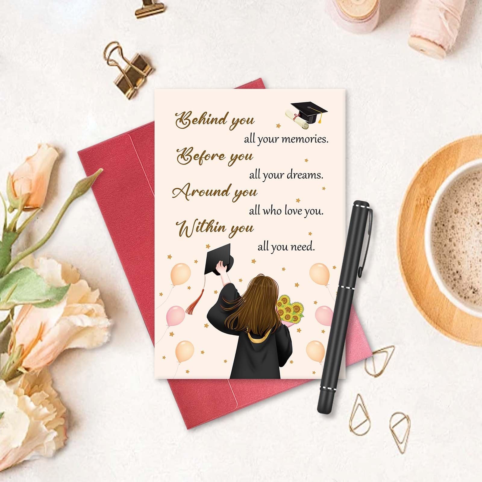 hvdler Inspirational Graduation Card for 8 inches x 5.3 inches, Behind You