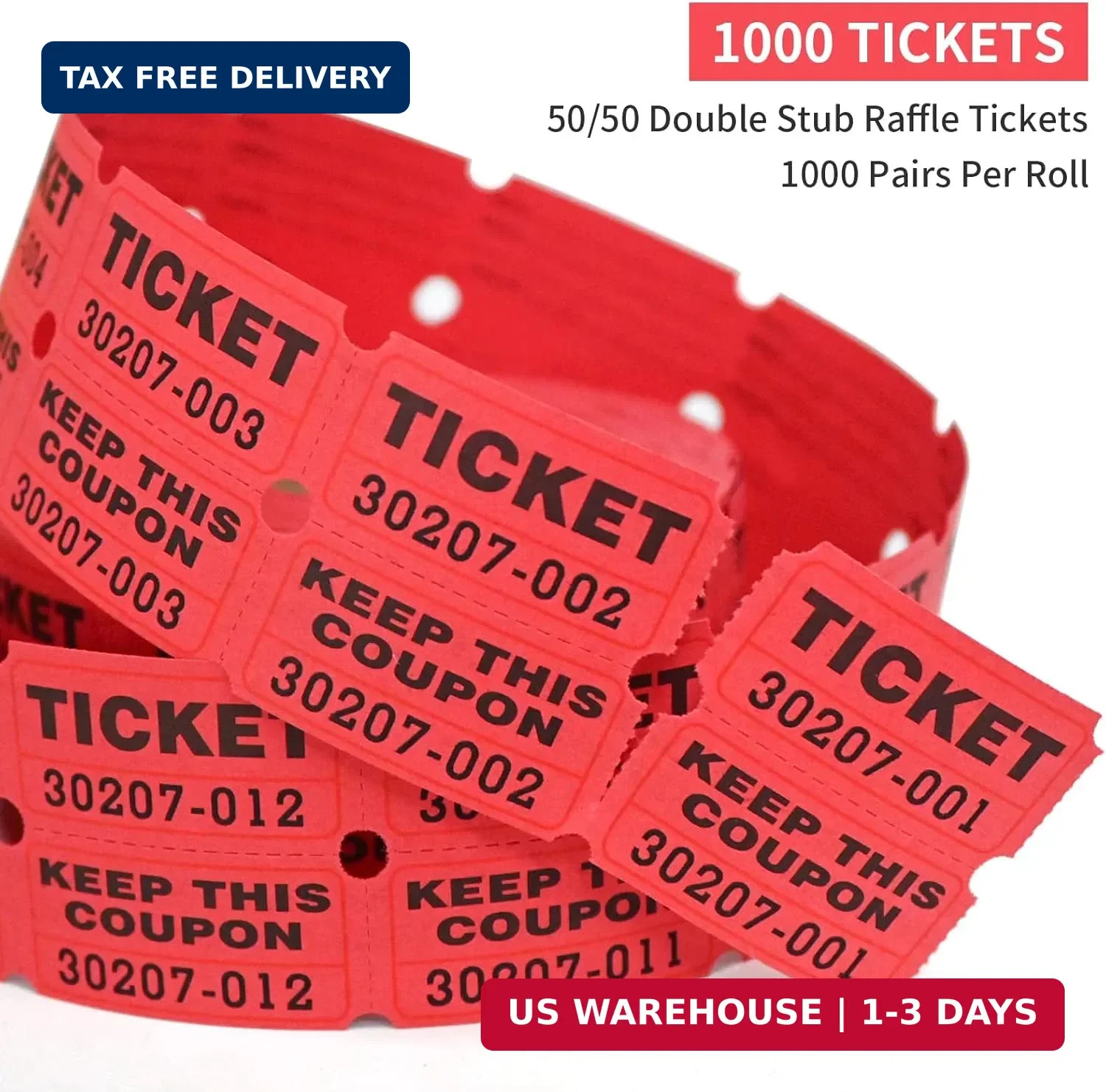 Raffle Tickets Double Rolls 1000 Per Roll 50/50 Raffle Tickets for Event