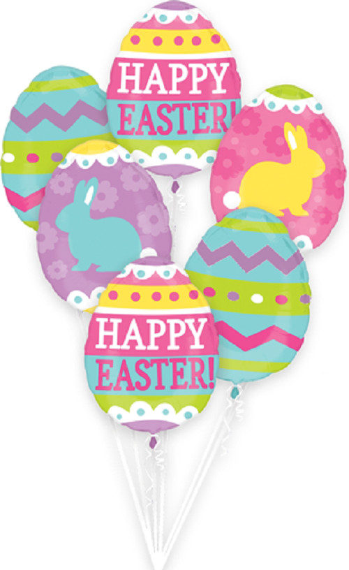 Easter Egg Foil Balloon Bouquet 6 Pieces