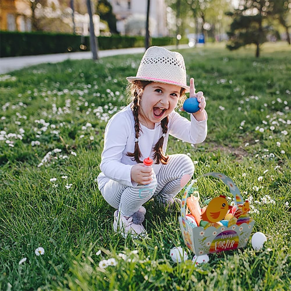 12pcs Easter Treat Boxes Paper Baskets w/ Handle Kids Egg Hunt Party Favors