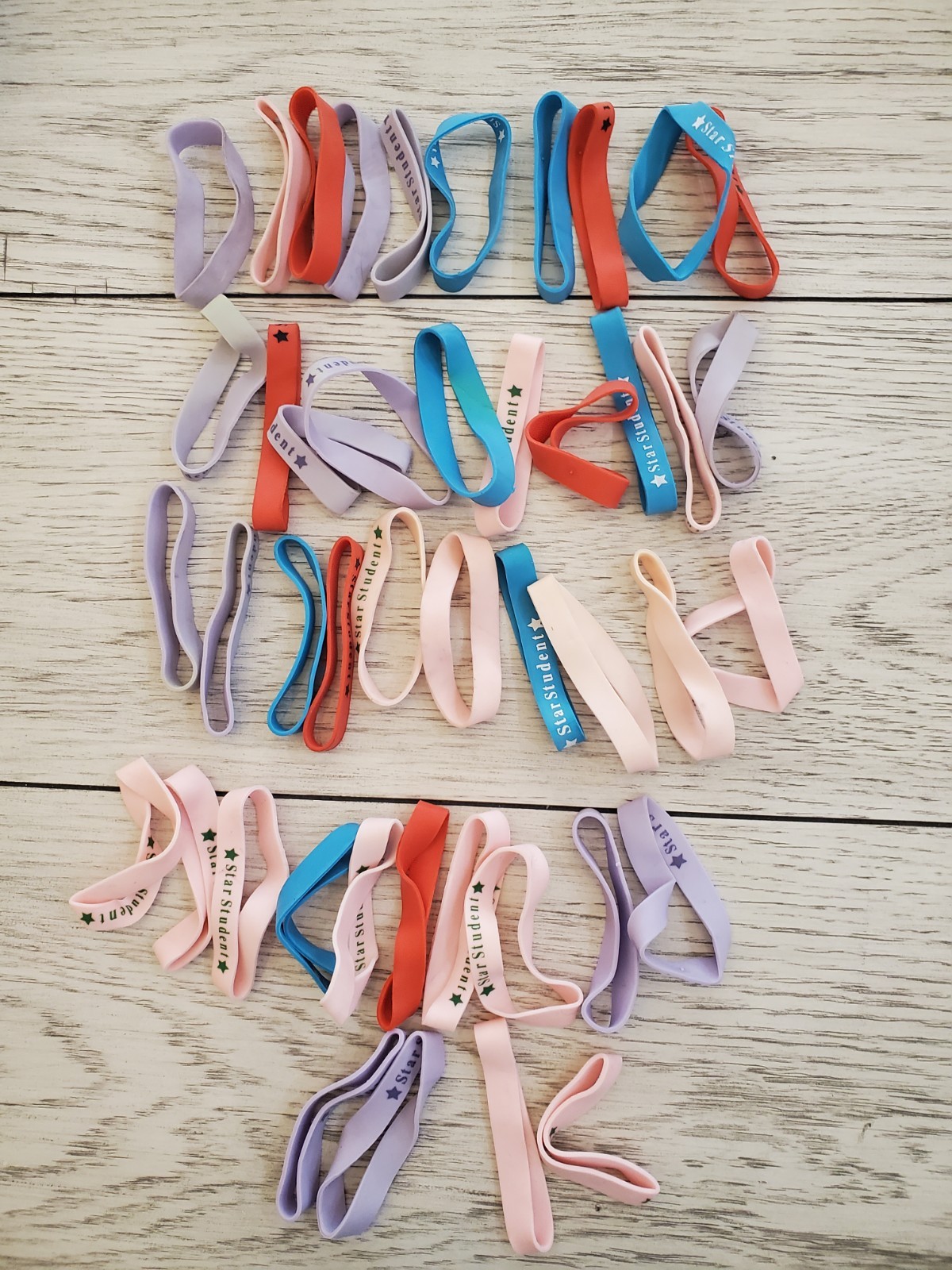 Star Student Silocone Bracelets Various Colors Lot of 44 Student Gifts/Prizes