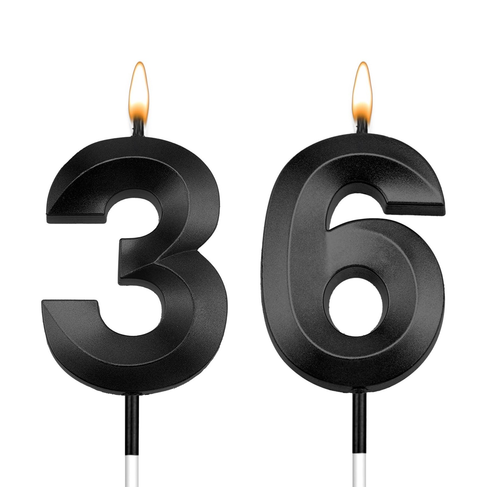 36 Birthday Candles 36th Birthday Candle Black 63rd Candles for Cake 36th Bir…