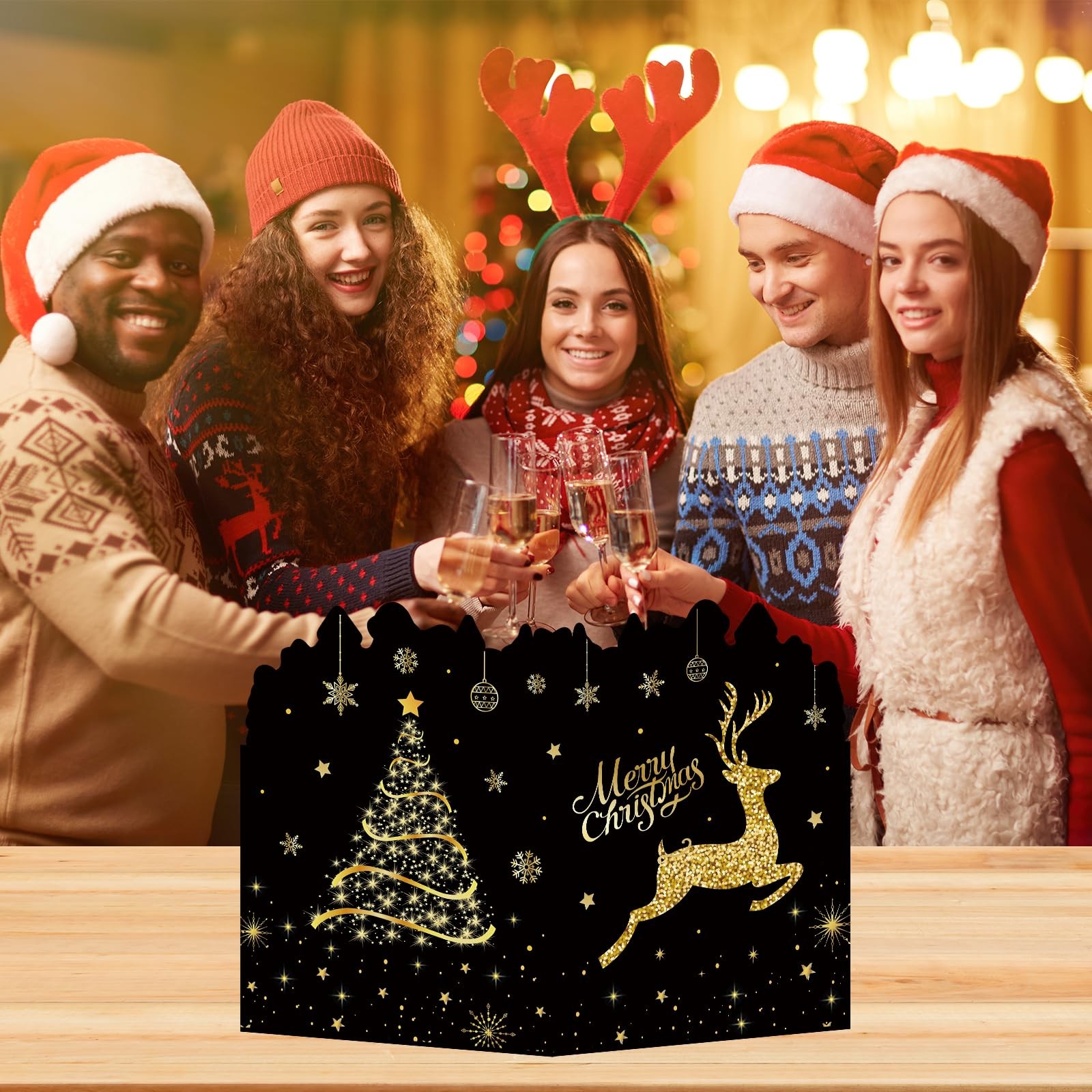 Jumbo Merry Christmas Greeting Cards With Envelope Decoration Large, Elk