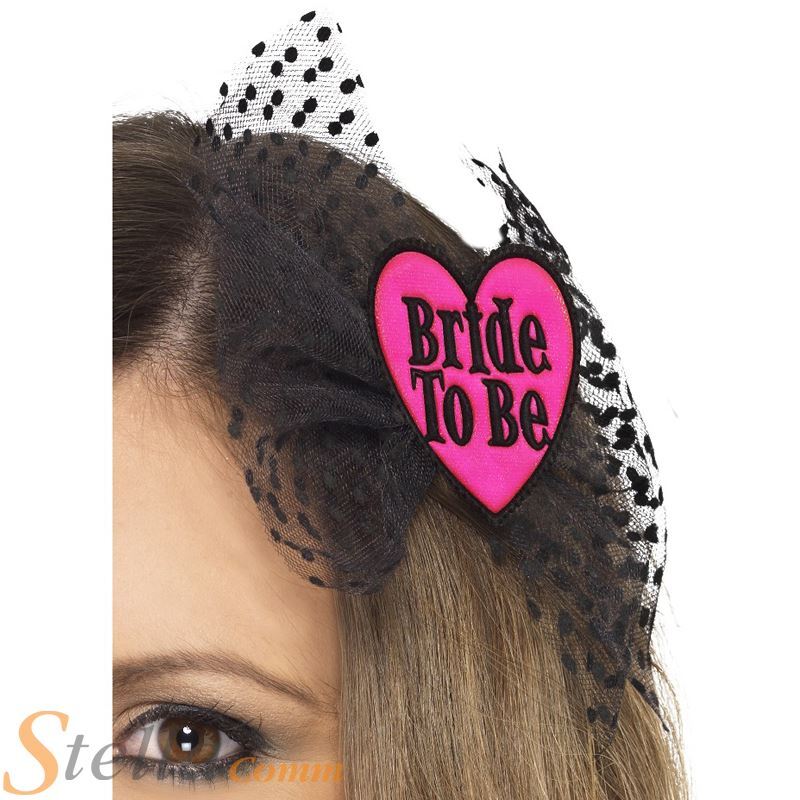 BRIDE TO BE HAIR BOW with Head Veil Netting Night Party Do Accessories 26838