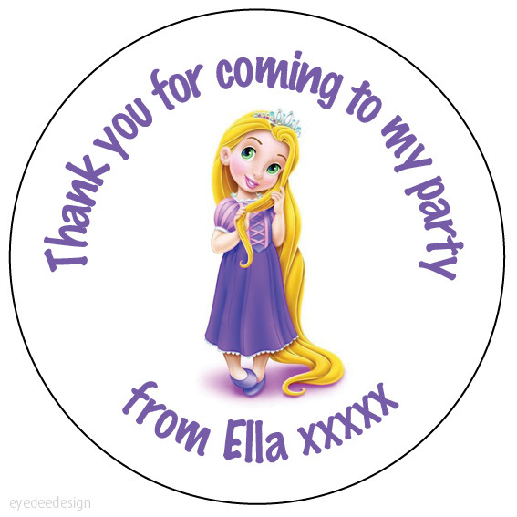 35 x Personalised Princess Birthday Stickers Party Labels Thank You Seals – 207