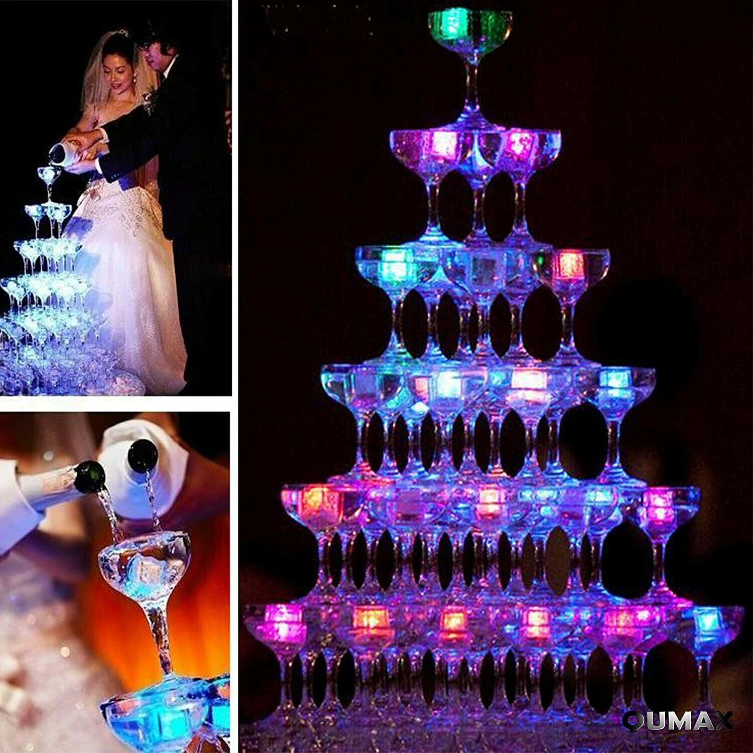 Led Ice Cubes. Drinks, Club Bar Party Wedding Decor Flashing 144 cubs 12 DZ