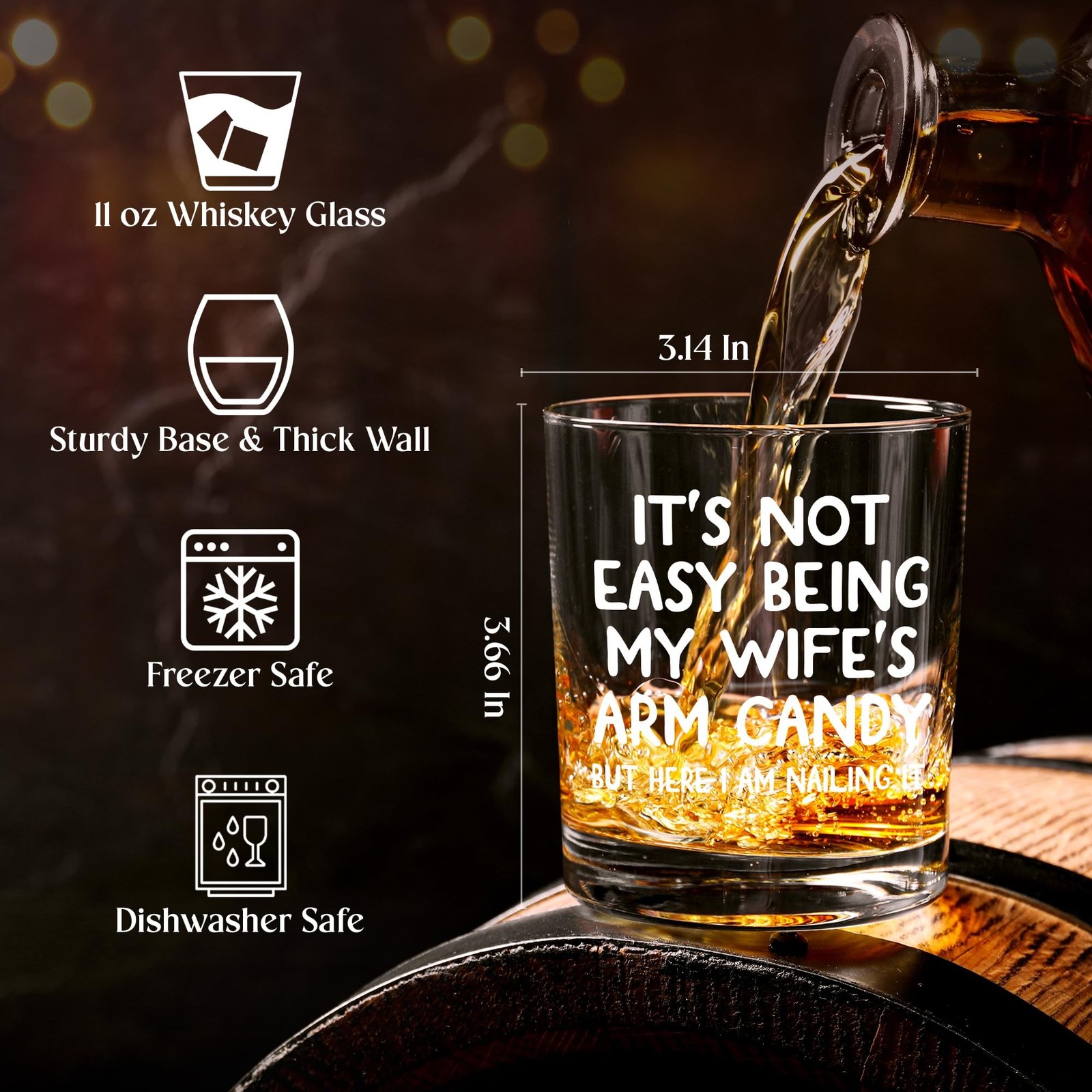 Husband Birthday Gift – 11 oz Engraved Crystal Whiskey Glasses – Funny Annive…