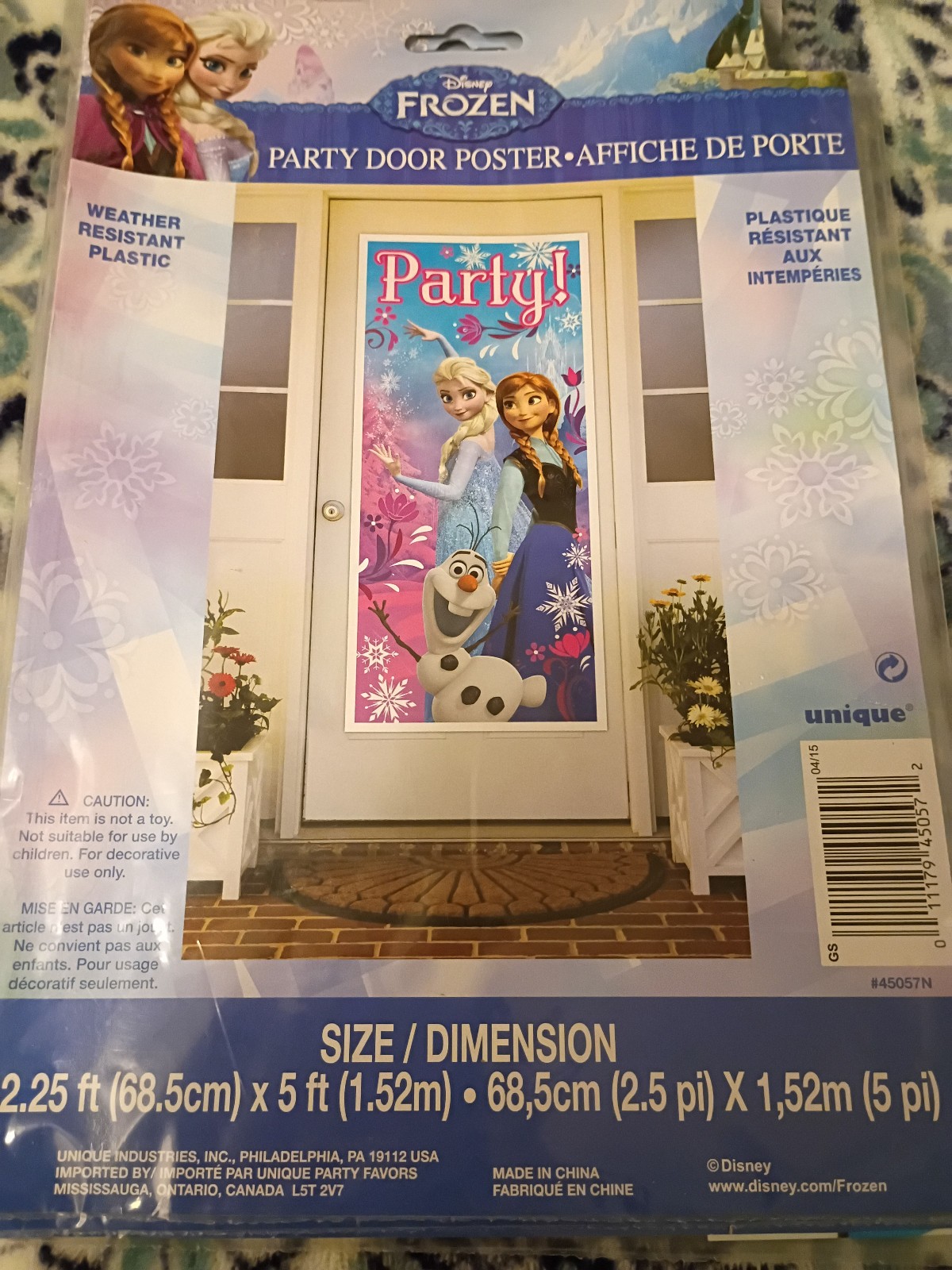 Disney Frozen Door / Wall Decor Birthday Party Supplies Elsa Anna Poster New
