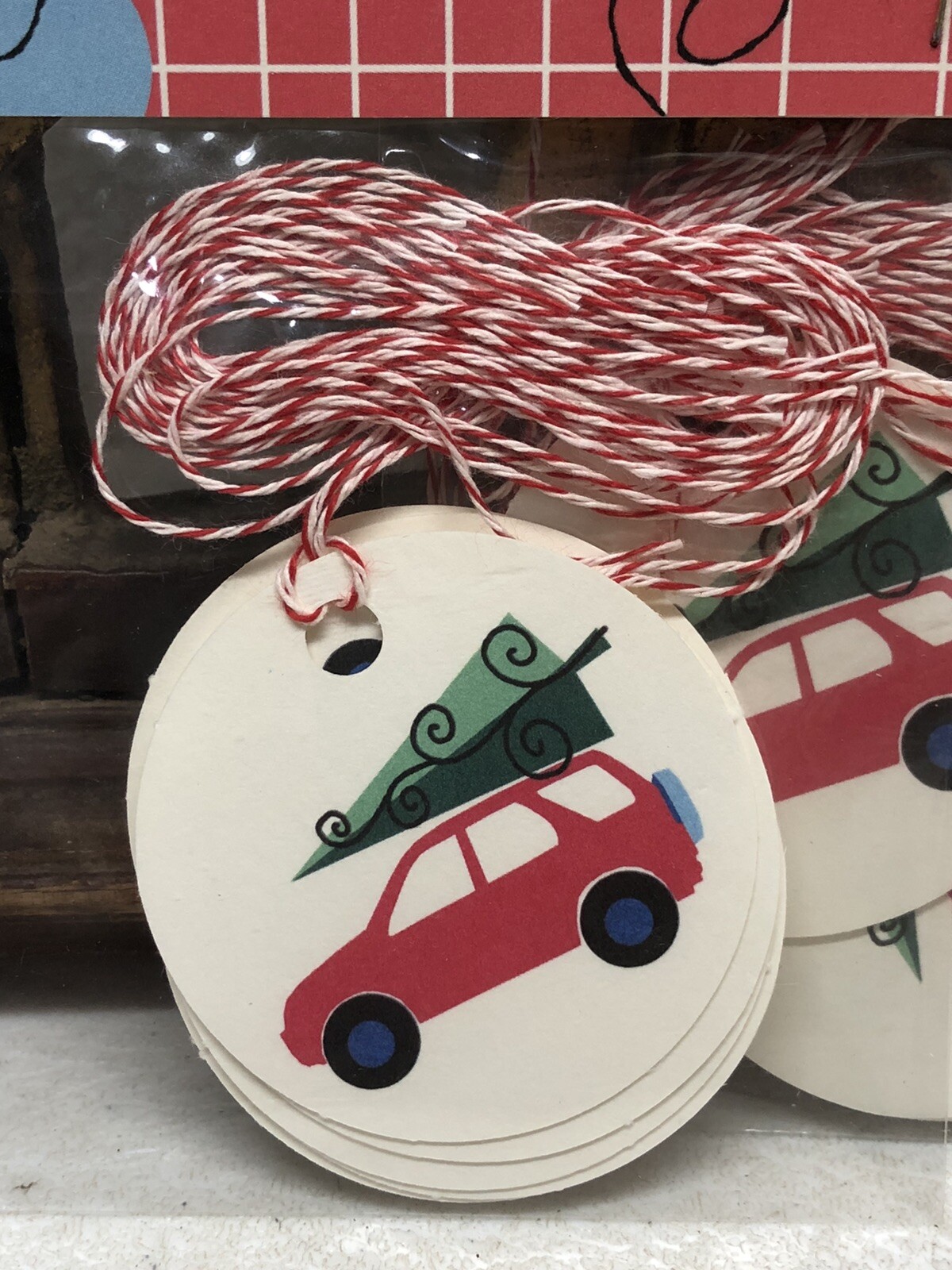 Lot of 6 Packs of 10 Holiday Gift Tags Car w Xmas Tree by Running Rhino 60 Total